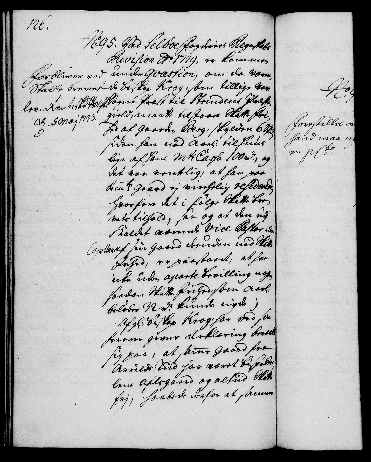 Rentekammeret, Kammerkanselliet, RA/EA-3111/G/Gh/Gha/L0015: Norsk ekstraktmemorialprotokoll (merket RK 53.60), 1733, p. 126