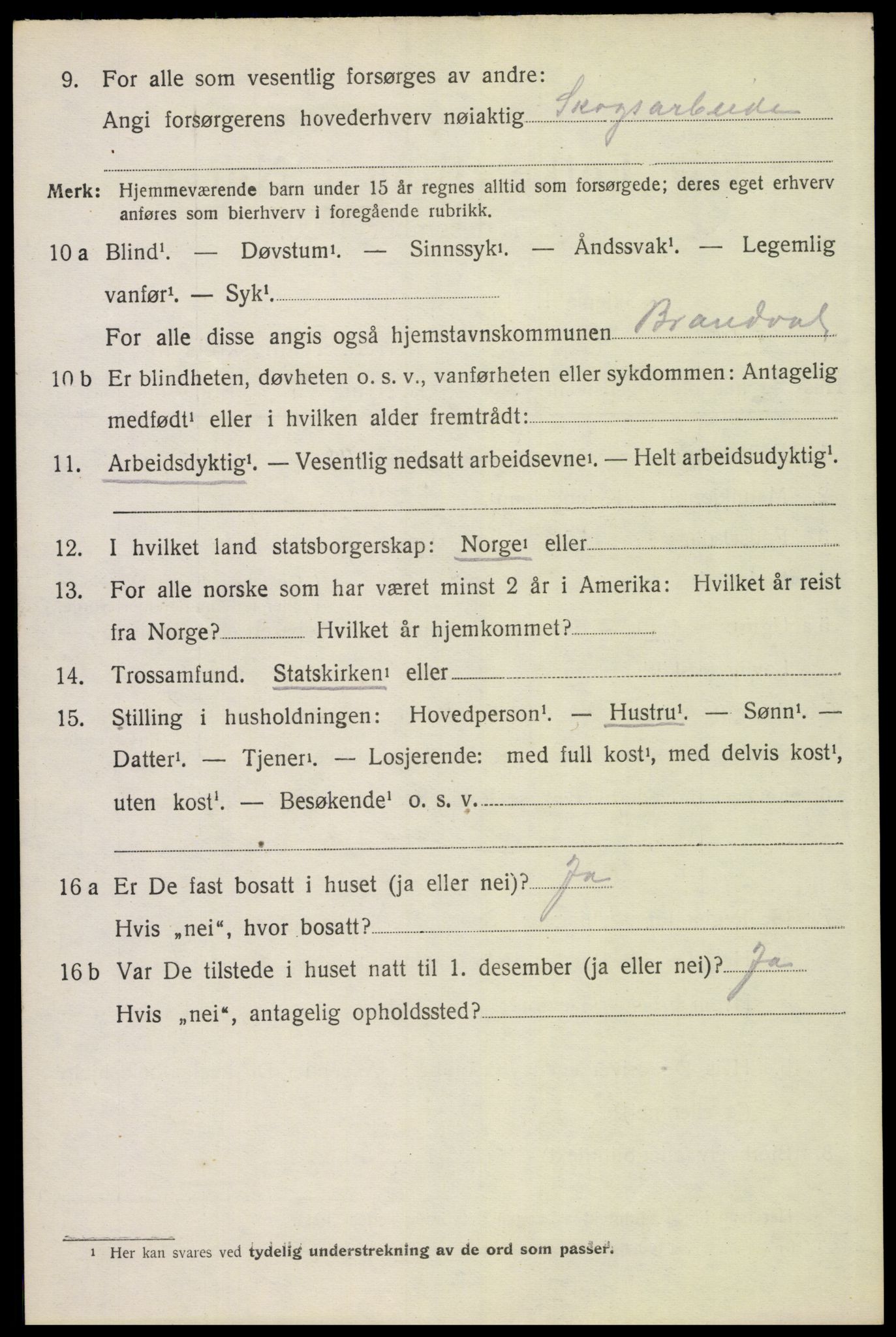 SAH, 1920 census for Brandval, 1920, p. 4259