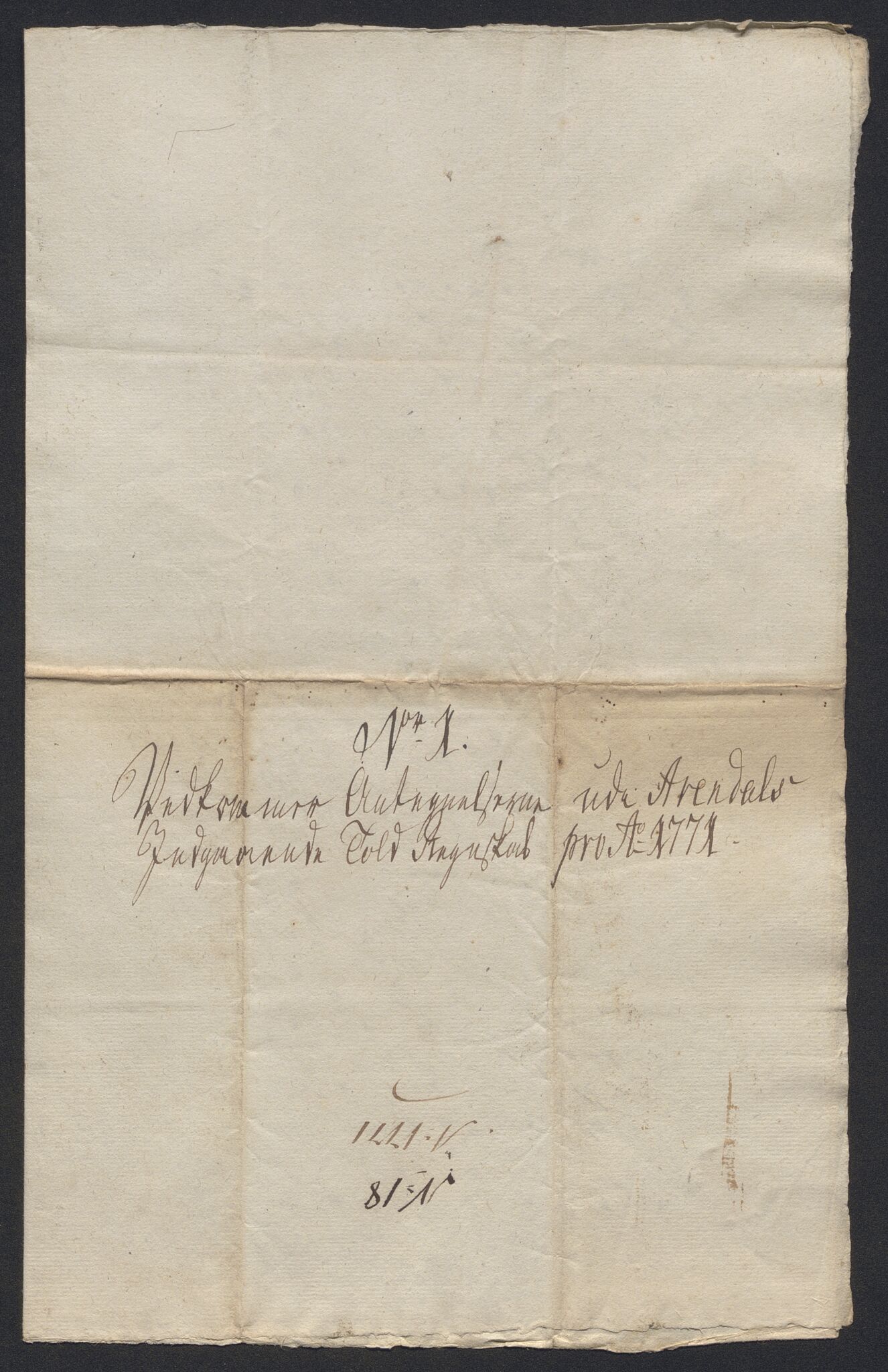 Generaltollkammeret, tollregnskaper, AV/RA-EA-5490/R15/L0070/0005: Tollregnskaper Arendal / Dokumenter til antegnelser, 1771, p. 3