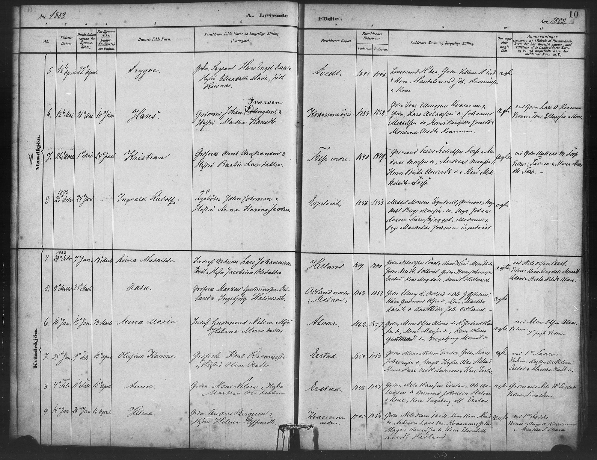 Alversund Sokneprestembete, AV/SAB-A-73901/H/Ha/Haa/Haaa/L0001: Parish register (official) no. A 1, 1882-1896, p. 10