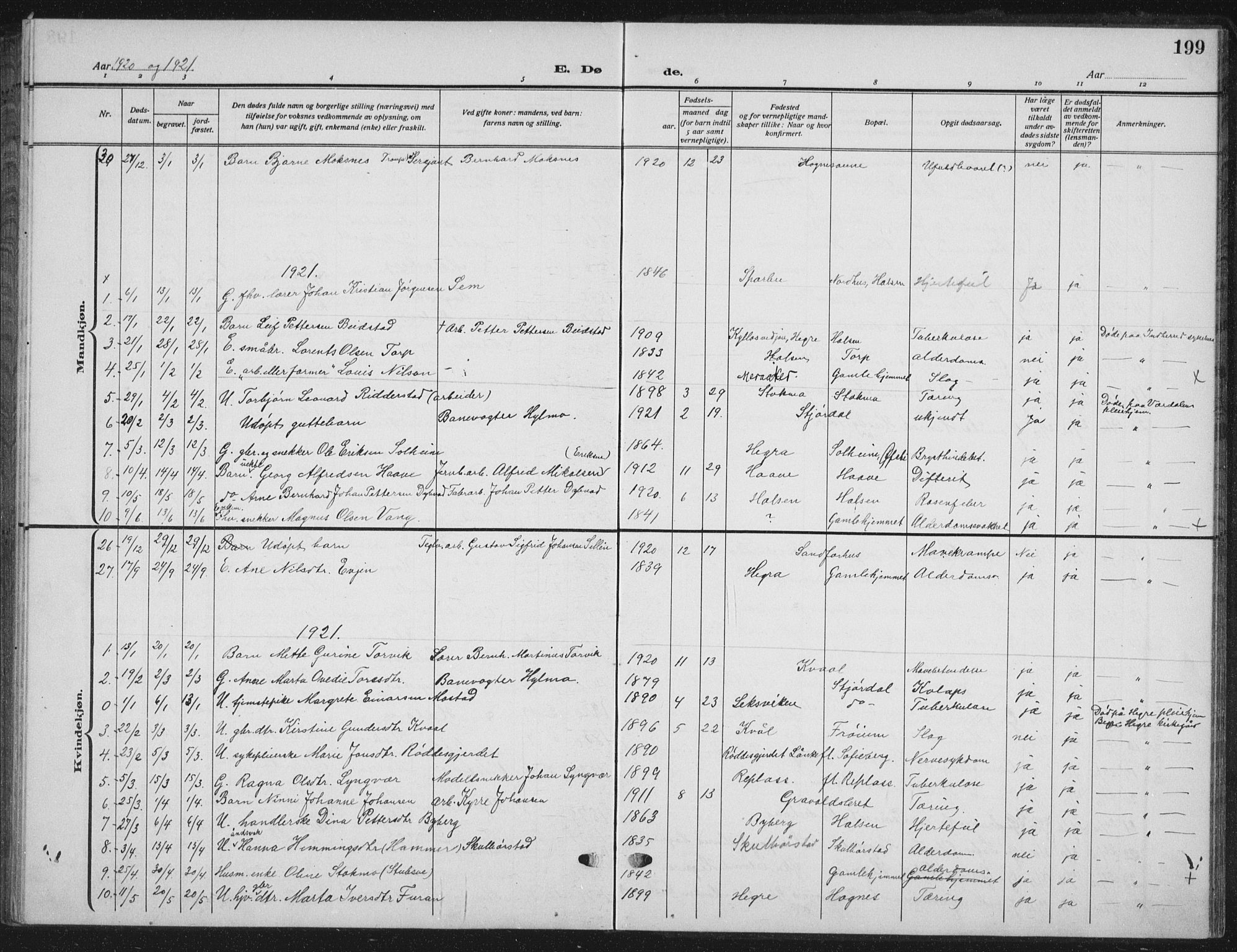 Ministerialprotokoller, klokkerbøker og fødselsregistre - Nord-Trøndelag, SAT/A-1458/709/L0088: Parish register (copy) no. 709C02, 1914-1934, p. 199
