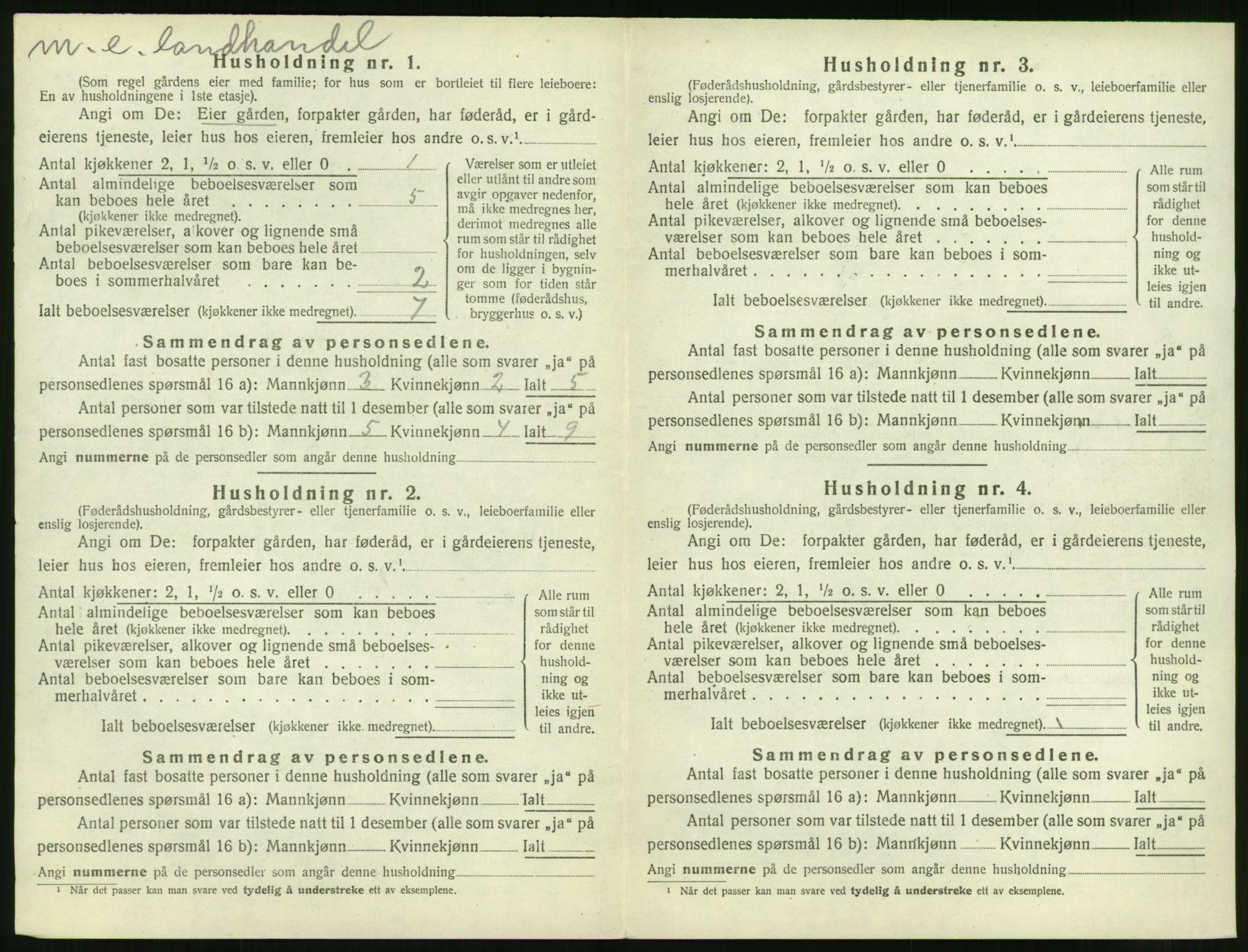 SAT, 1920 census for Vatne, 1920, p. 119