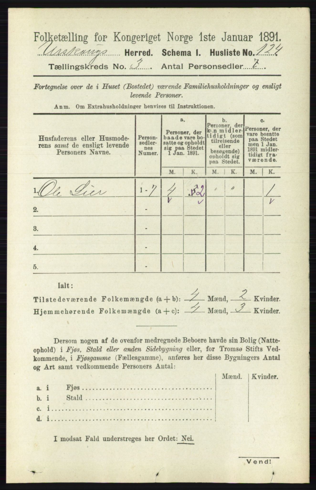 RA, 1891 census for 0224 Aurskog, 1891, p. 481