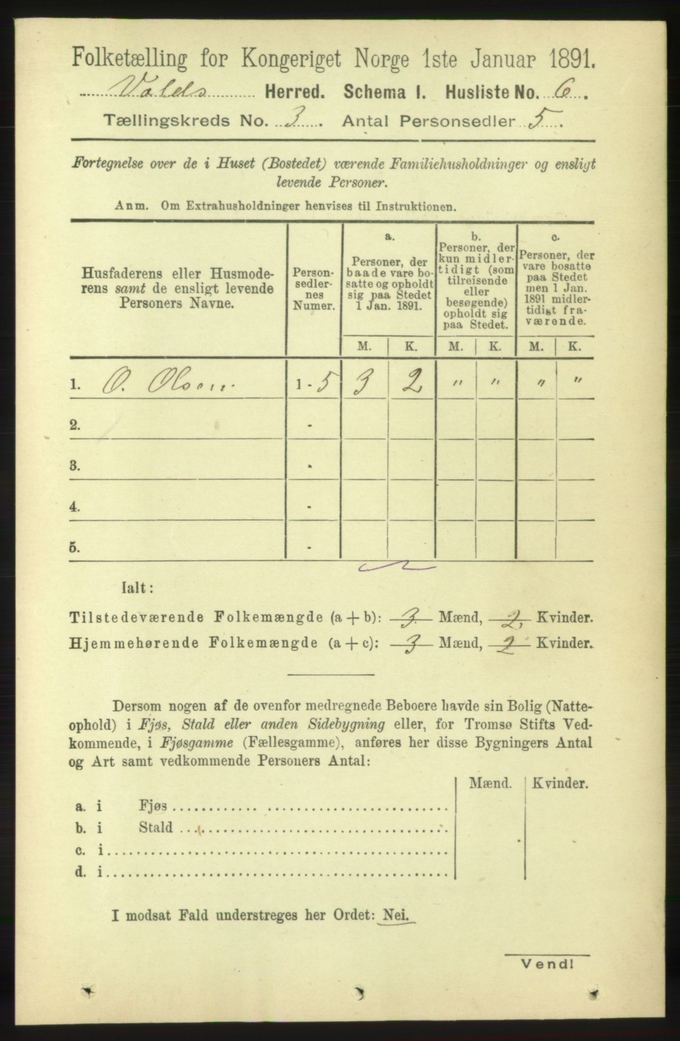 RA, 1891 census for 1537 Voll, 1891, p. 918