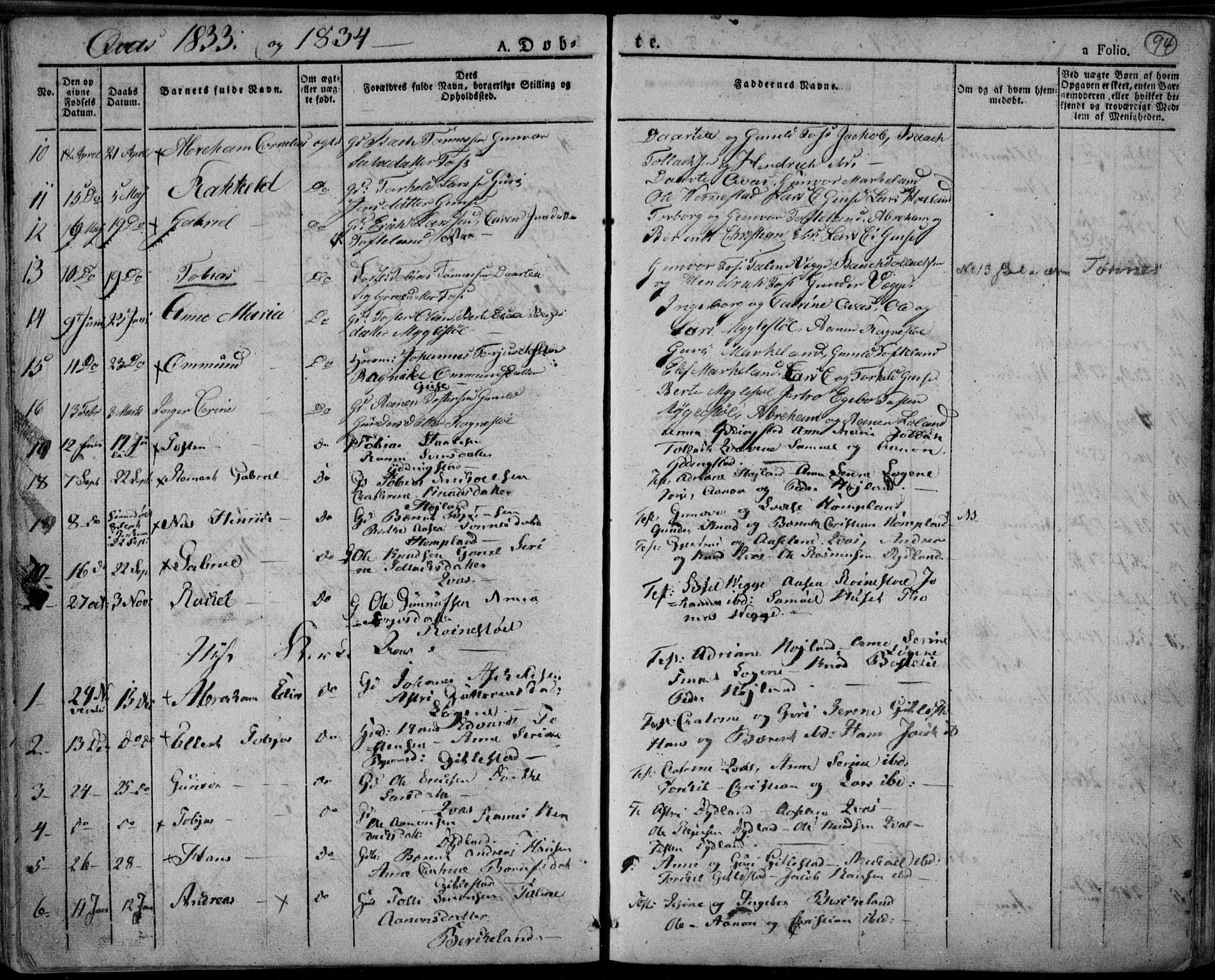 Lyngdal sokneprestkontor, AV/SAK-1111-0029/F/Fa/Fac/L0007: Parish register (official) no. A 7, 1825-1838, p. 94