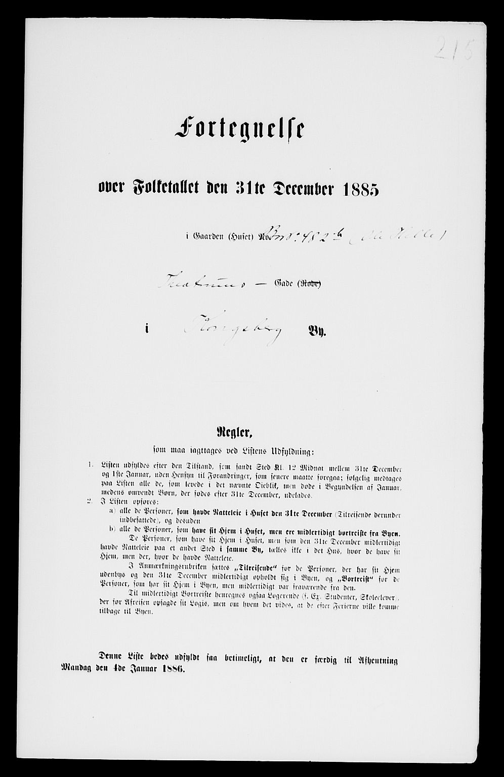 SAKO, 1885 census for 0604 Kongsberg, 1885, p. 1107