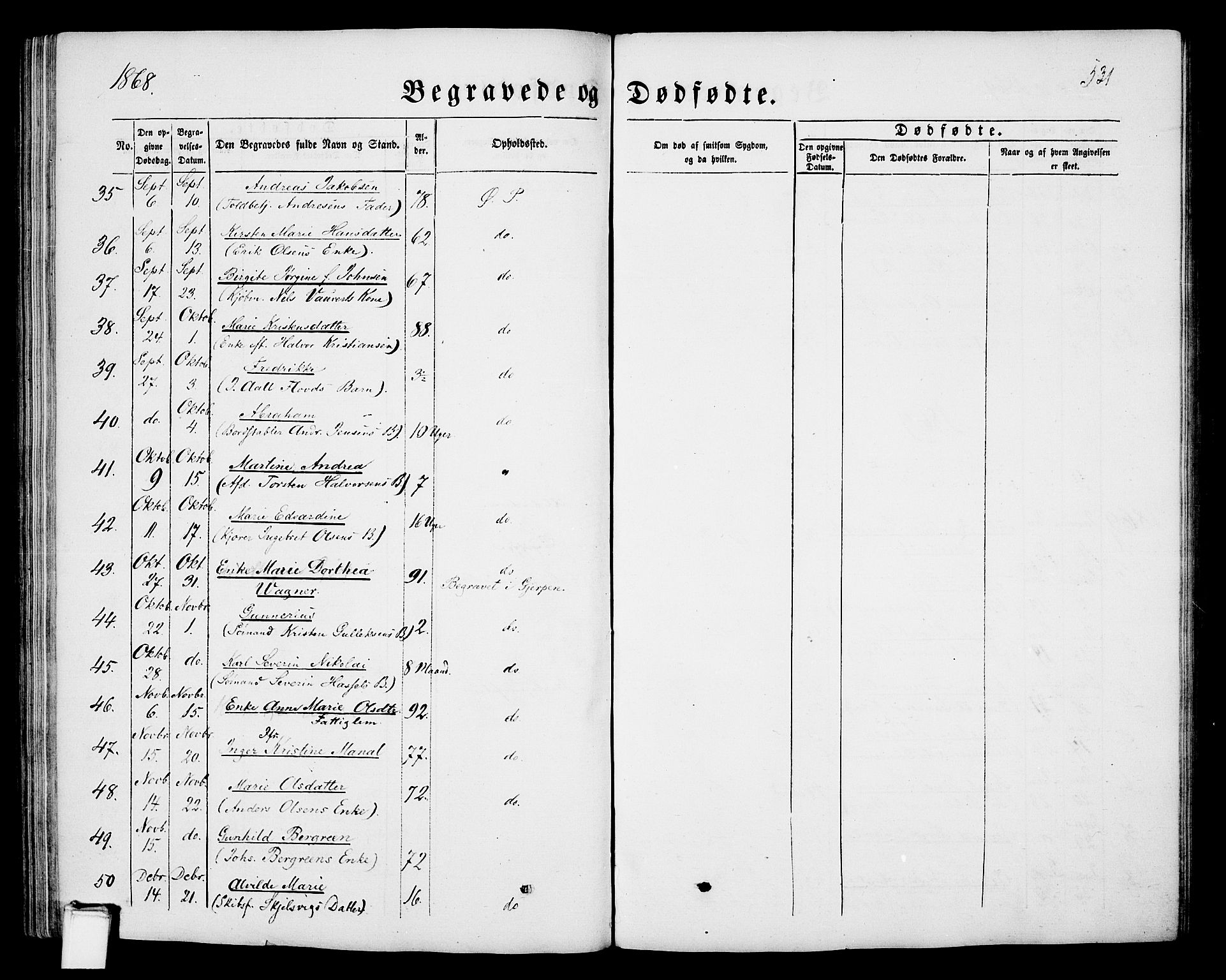 Porsgrunn kirkebøker , SAKO/A-104/G/Gb/L0004: Parish register (copy) no. II 4, 1853-1882, p. 531