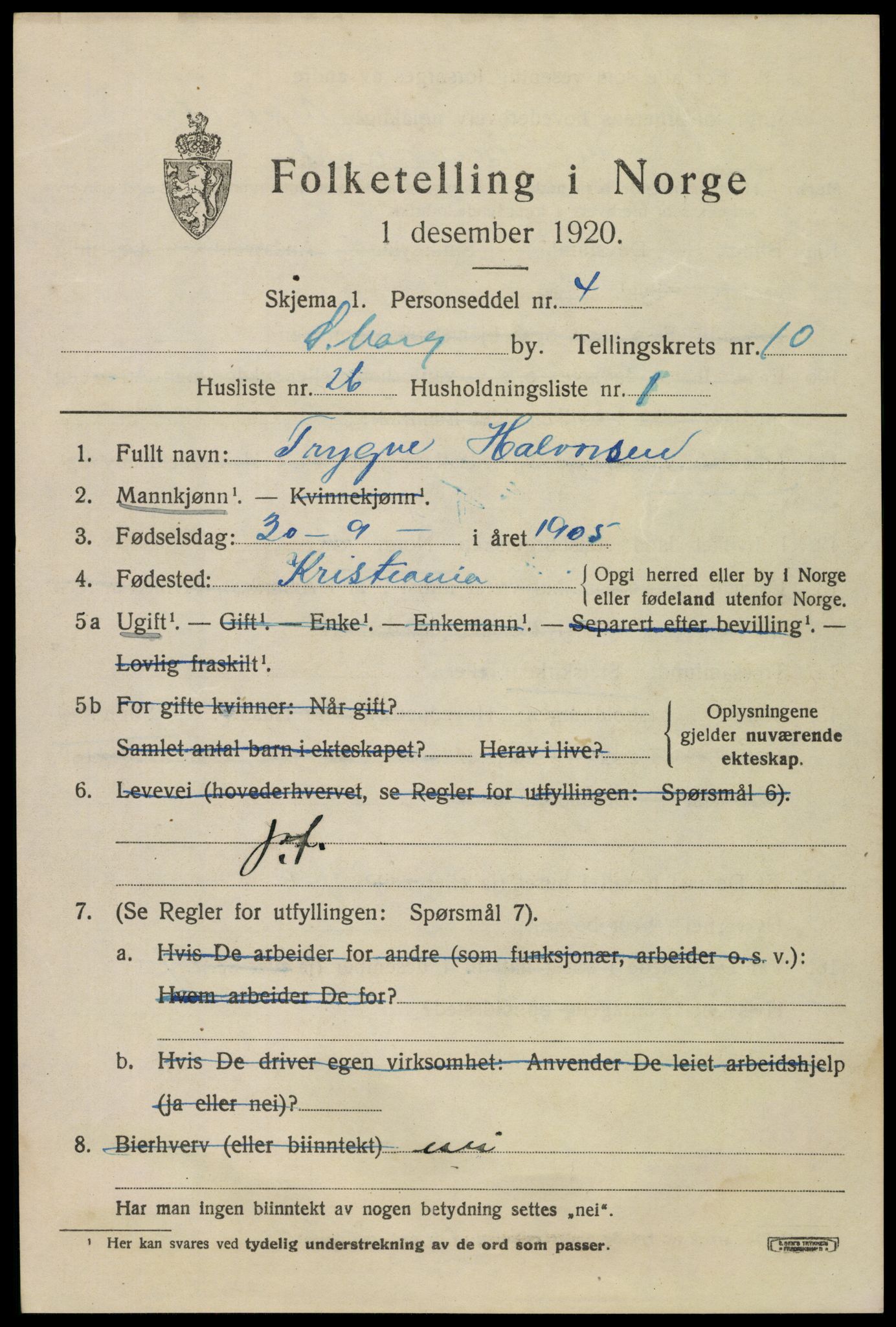 SAO, 1920 census for Sarpsborg, 1920, p. 21370