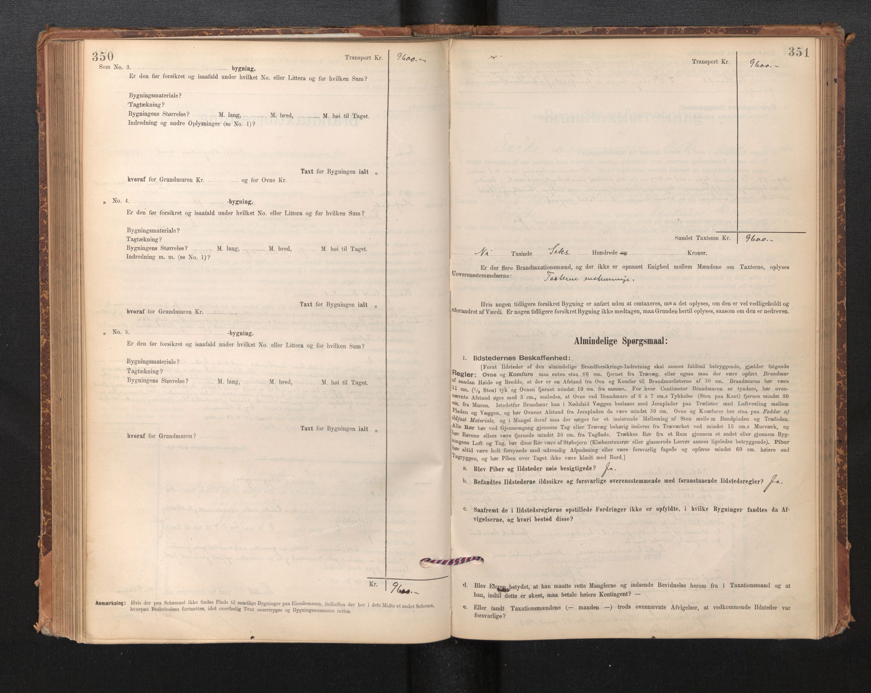 Lensmannen i Førde, AV/SAB-A-27401/0012/L0008: Branntakstprotokoll, skjematakst, 1895-1922, p. 350-351