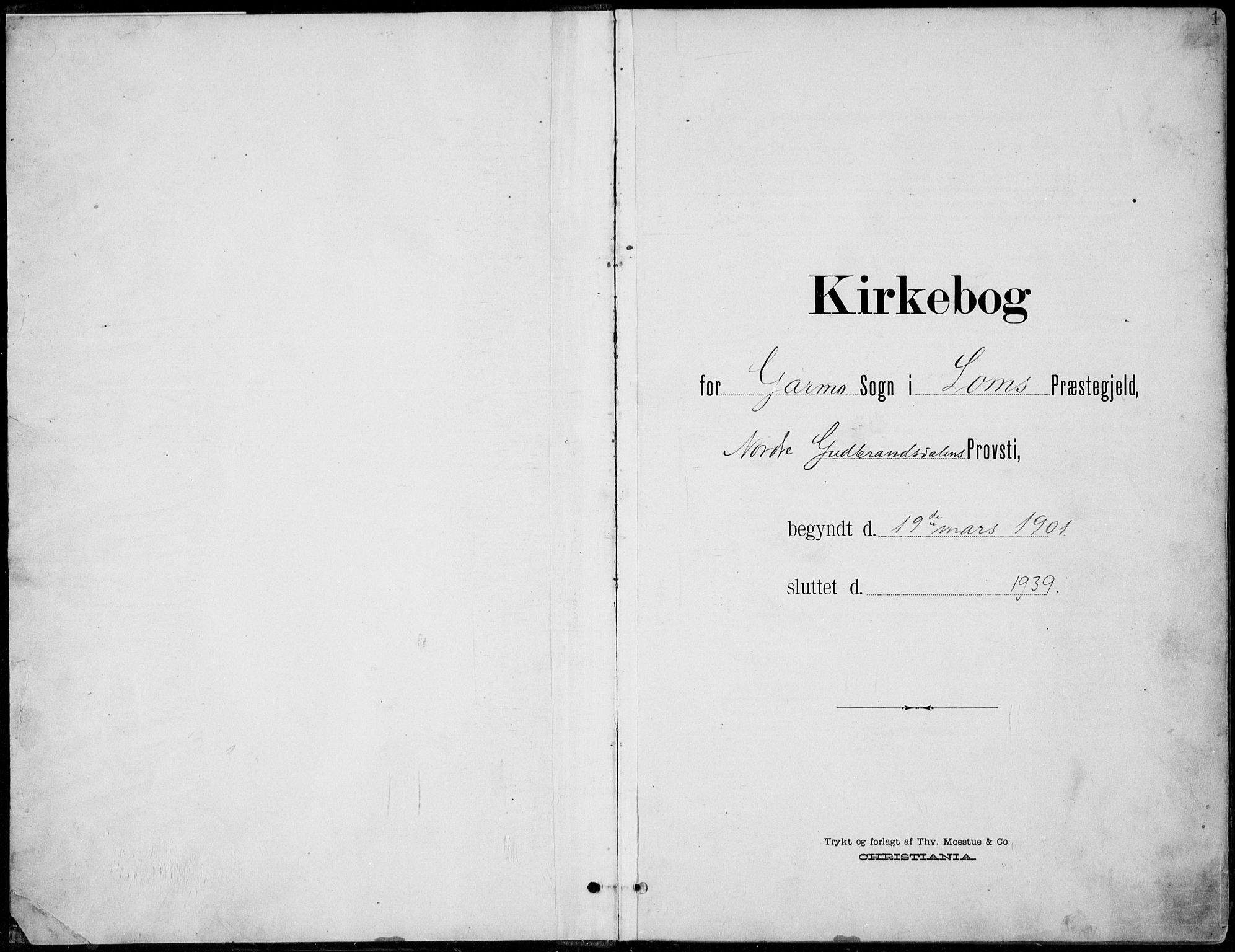 Lom prestekontor, SAH/PREST-070/L/L0006: Parish register (copy) no. 6, 1901-1939, p. 1