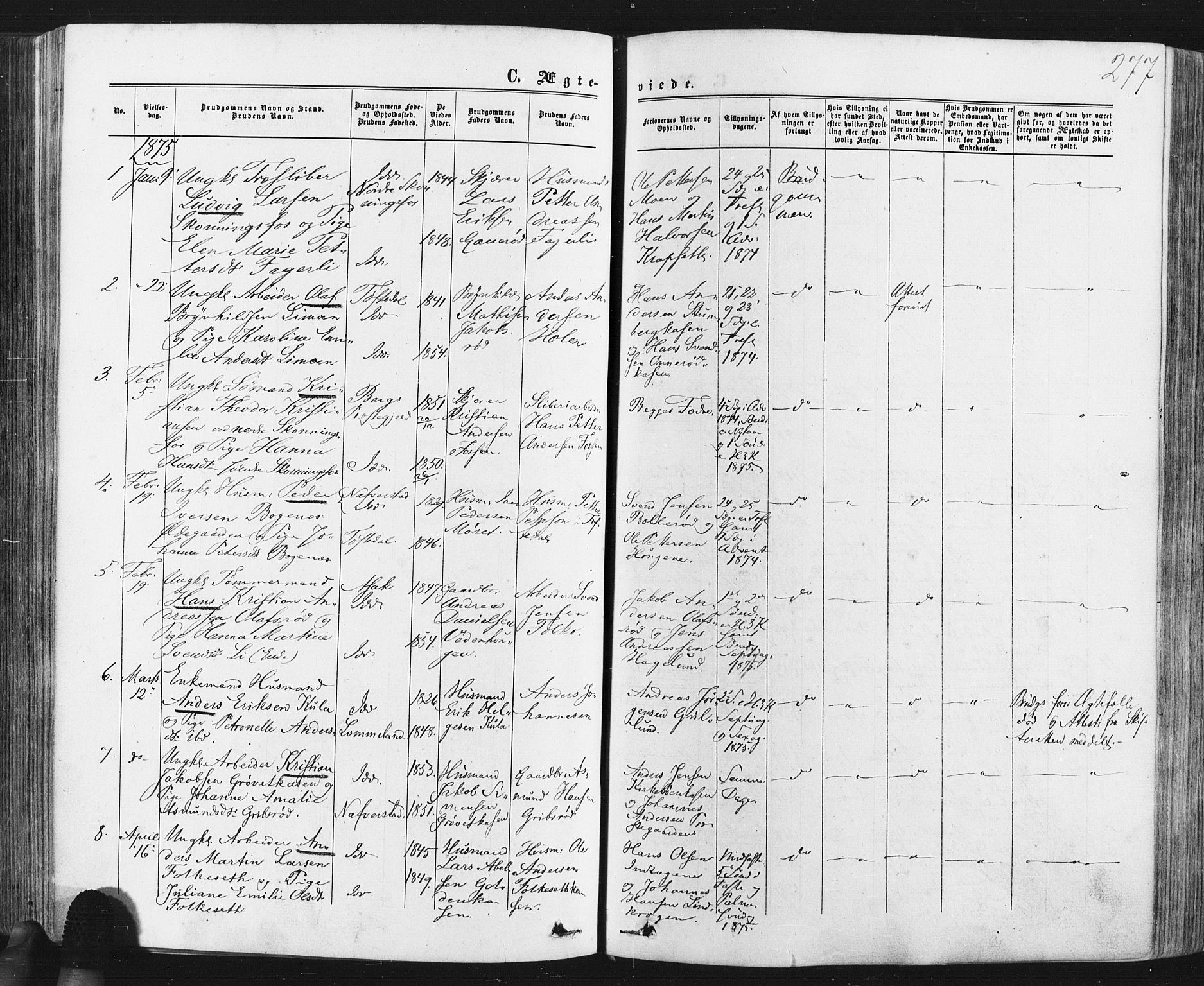 Idd prestekontor Kirkebøker, SAO/A-10911/F/Fc/L0005: Parish register (official) no. III 5, 1861-1877, p. 277