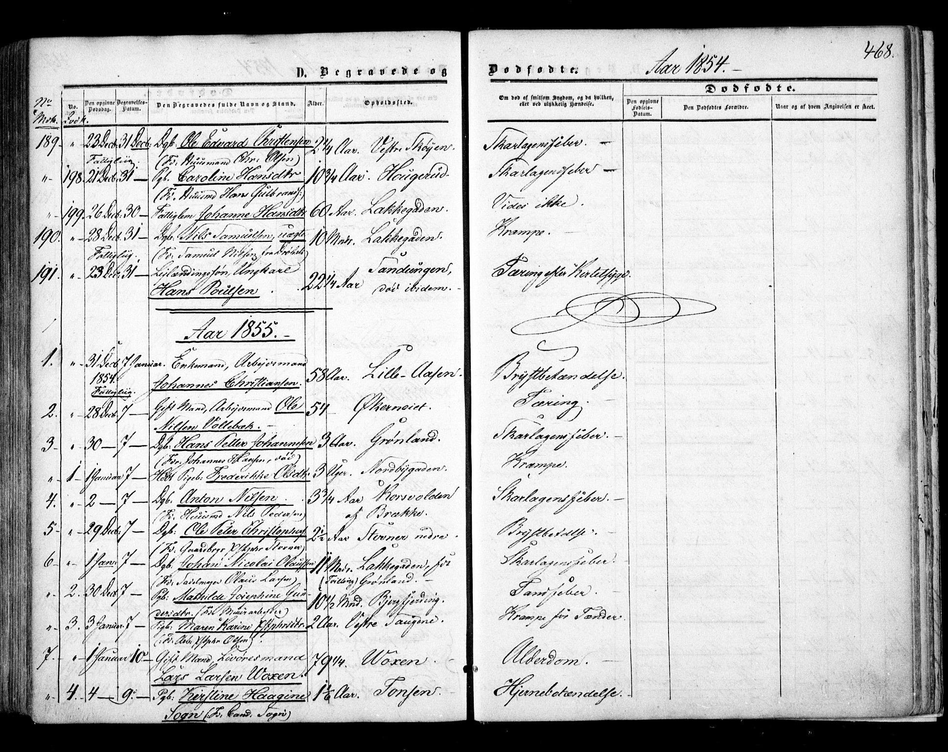 Aker prestekontor kirkebøker, SAO/A-10861/F/L0020: Parish register (official) no. 20, 1853-1857, p. 468