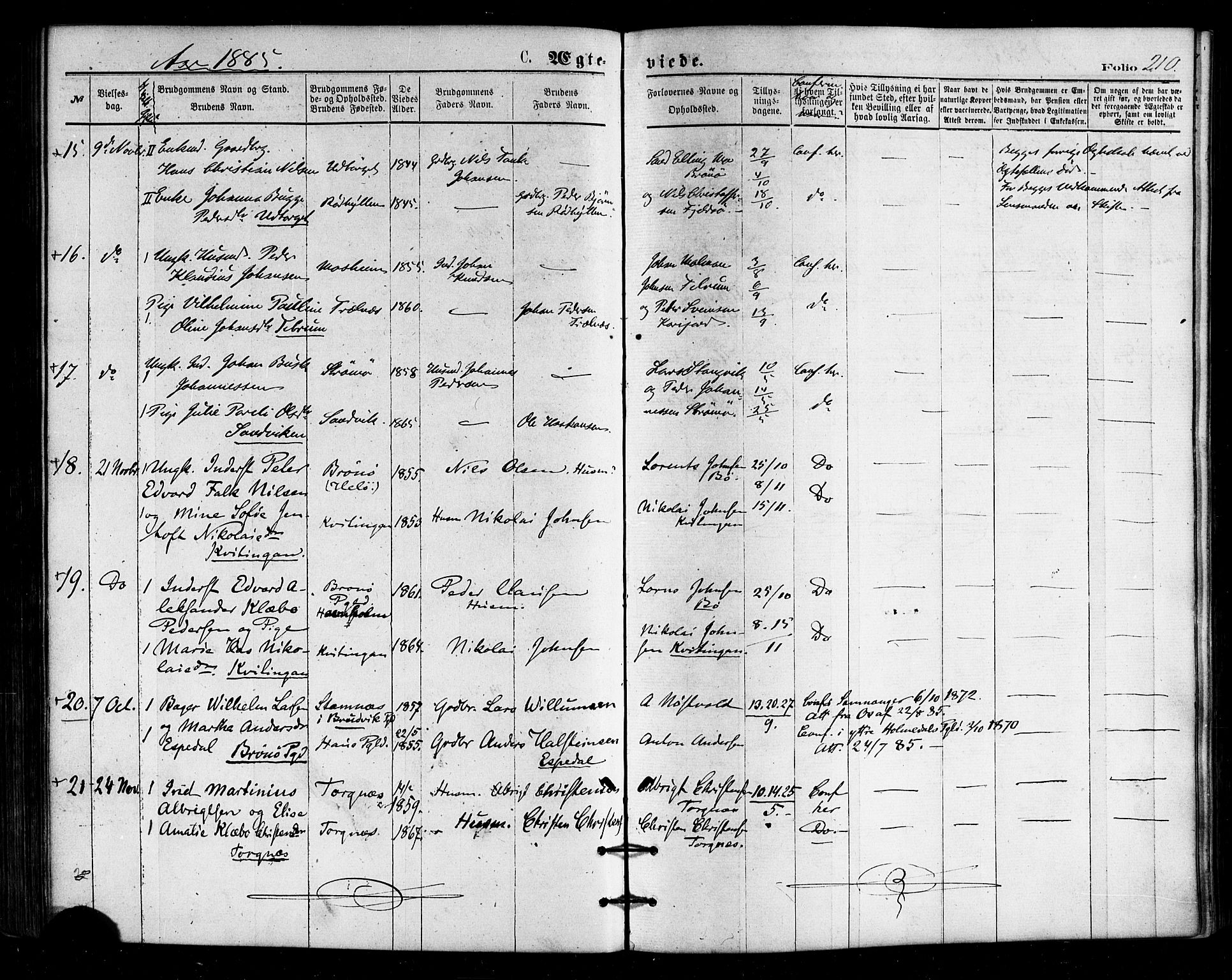 Ministerialprotokoller, klokkerbøker og fødselsregistre - Nordland, SAT/A-1459/813/L0199: Parish register (official) no. 813A09, 1875-1885, p. 210