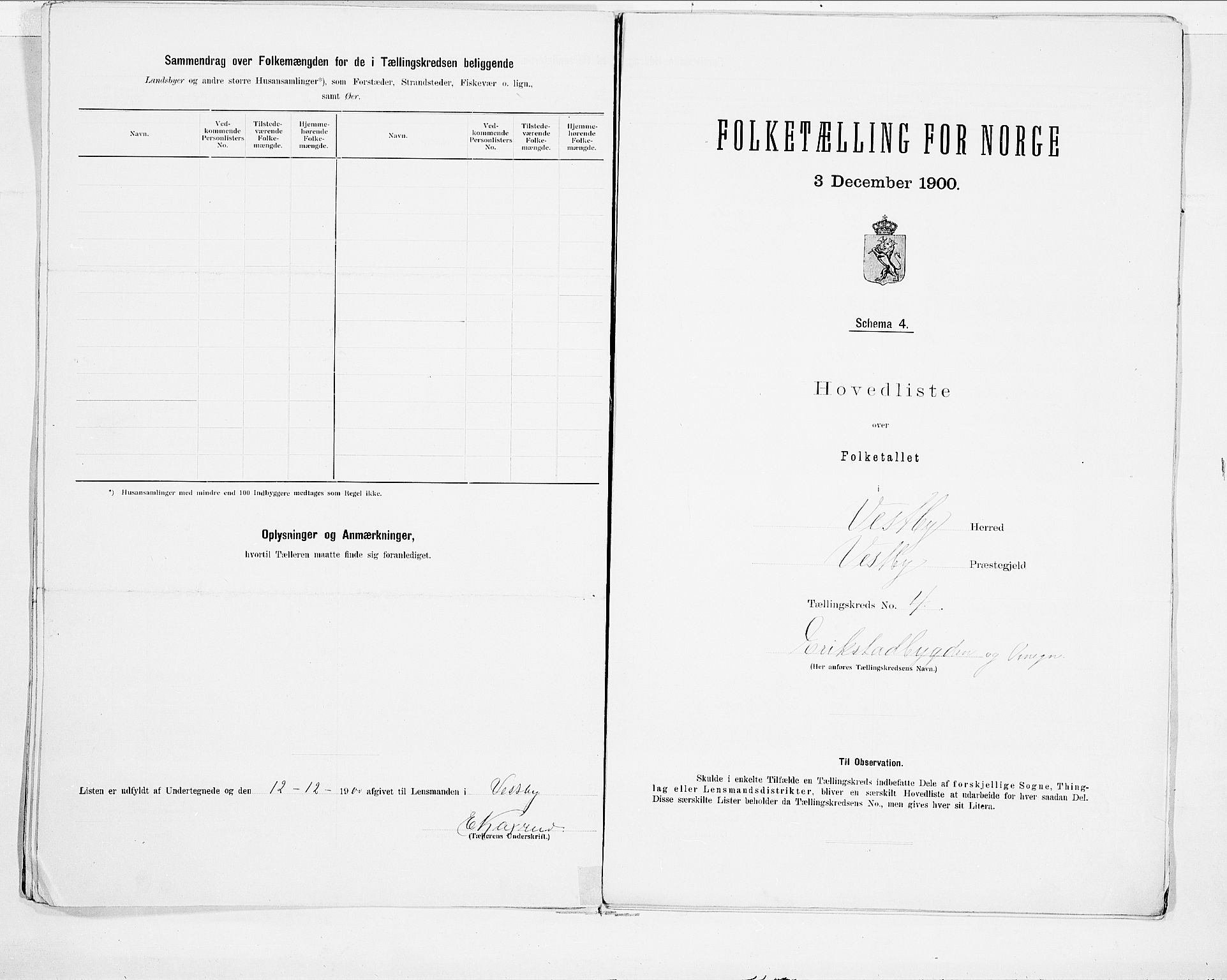 SAO, 1900 census for Vestby, 1900, p. 10