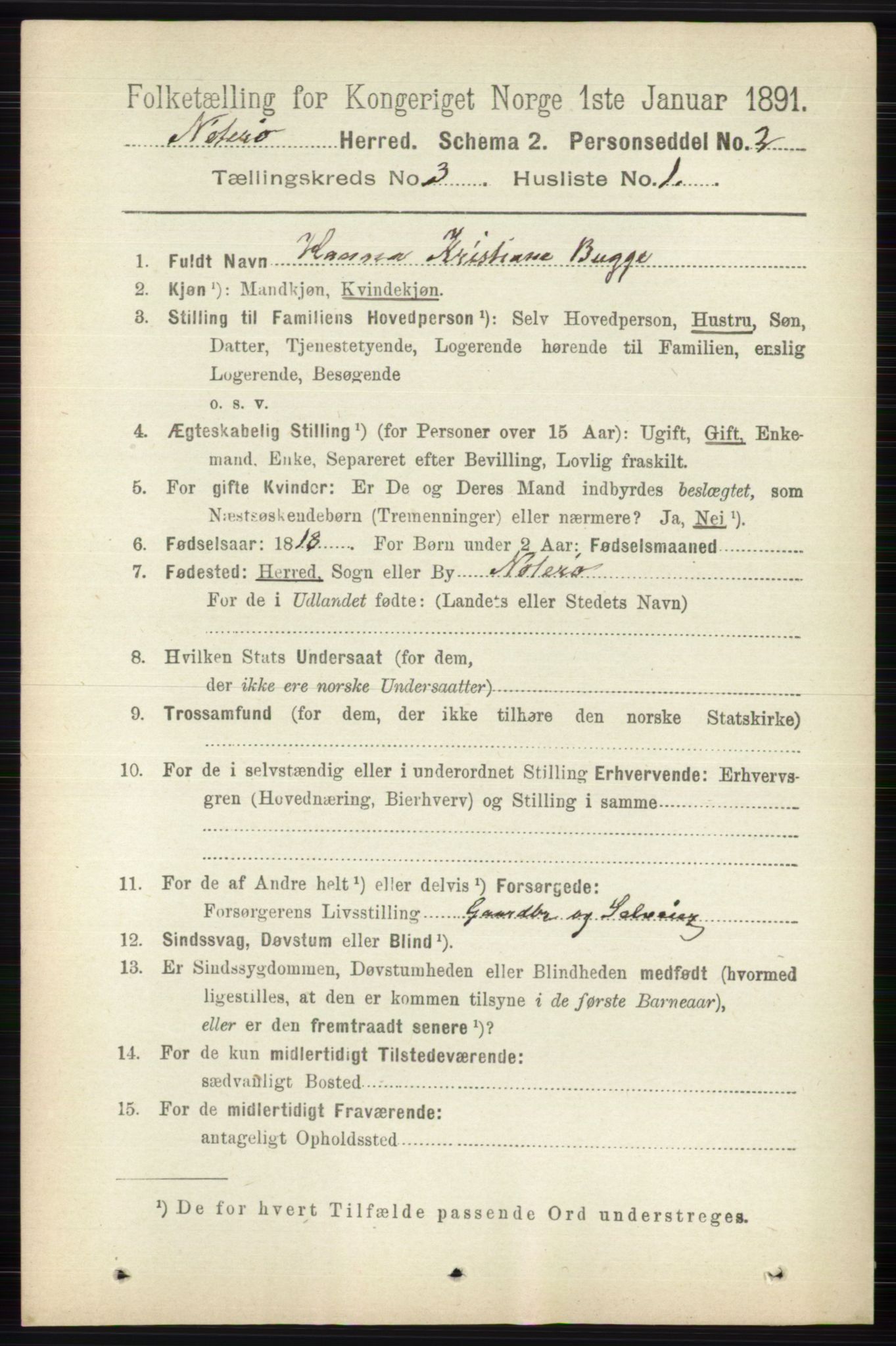 RA, 1891 census for 0722 Nøtterøy, 1891, p. 1543