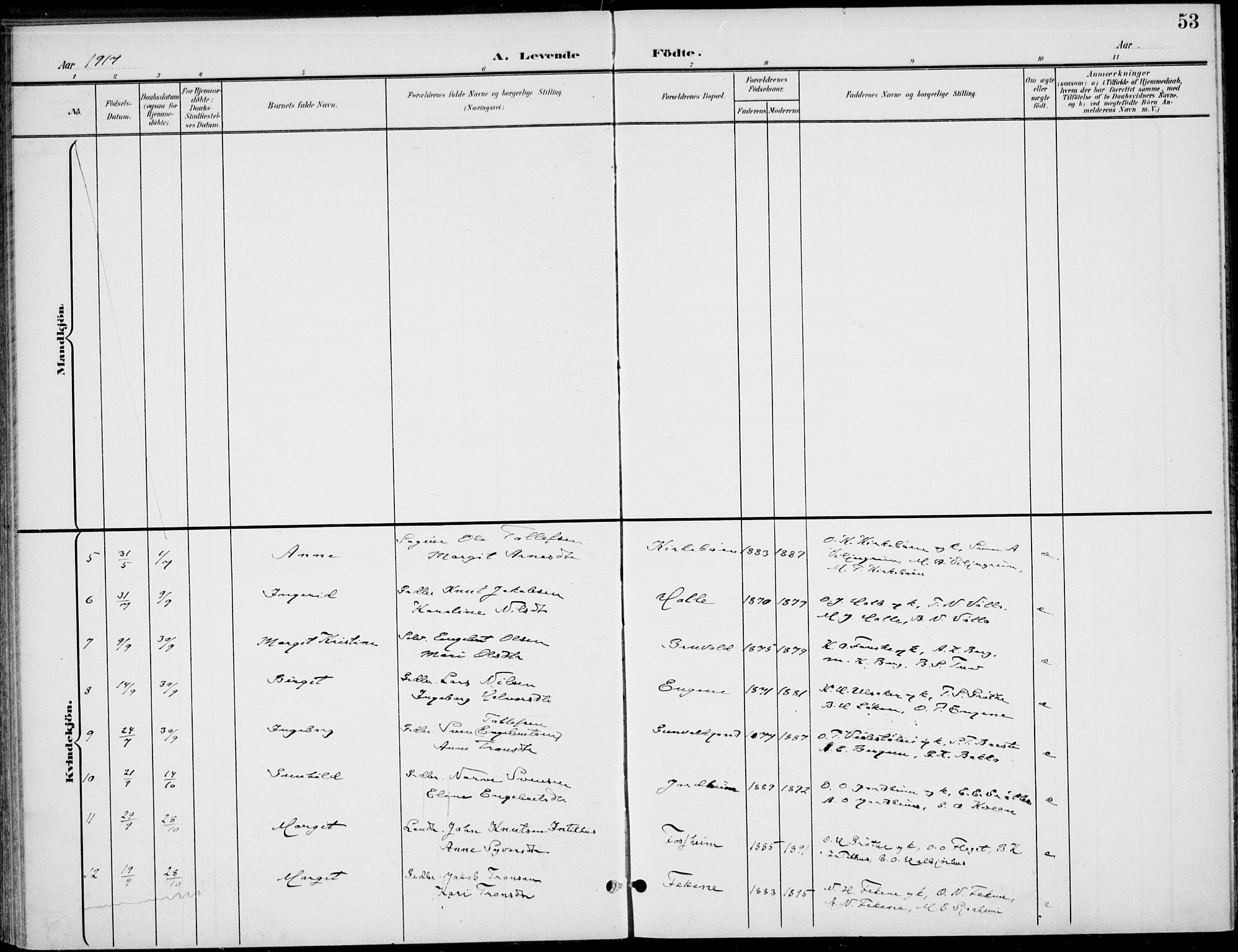 Gol kirkebøker, AV/SAKO-A-226/F/Fb/L0002: Parish register (official) no. II 2, 1900-1921, p. 53