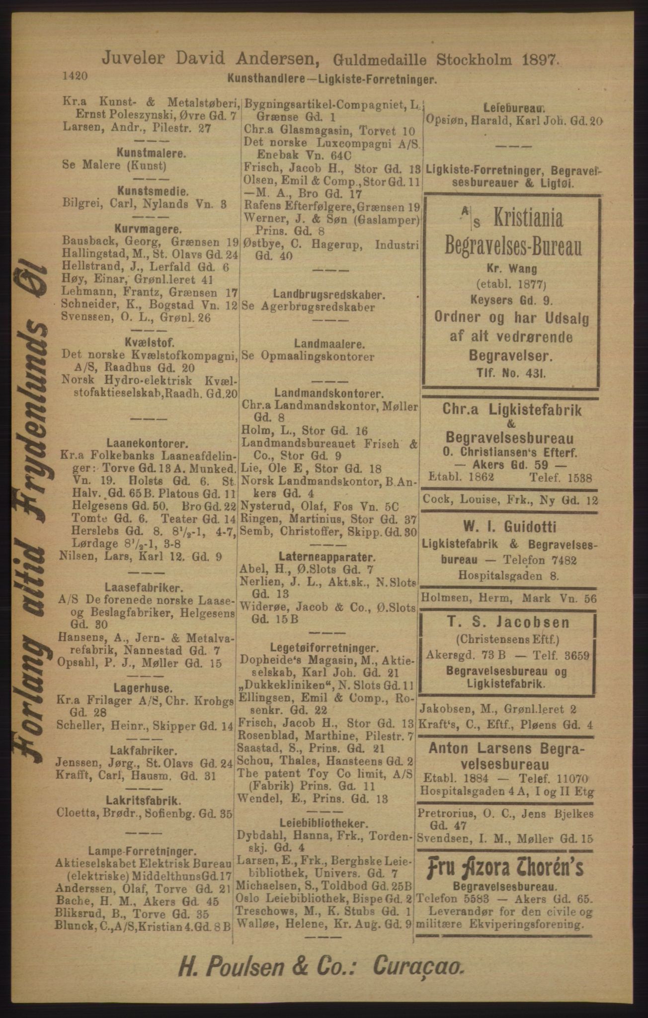 Kristiania/Oslo adressebok, PUBL/-, 1906, p. 1420