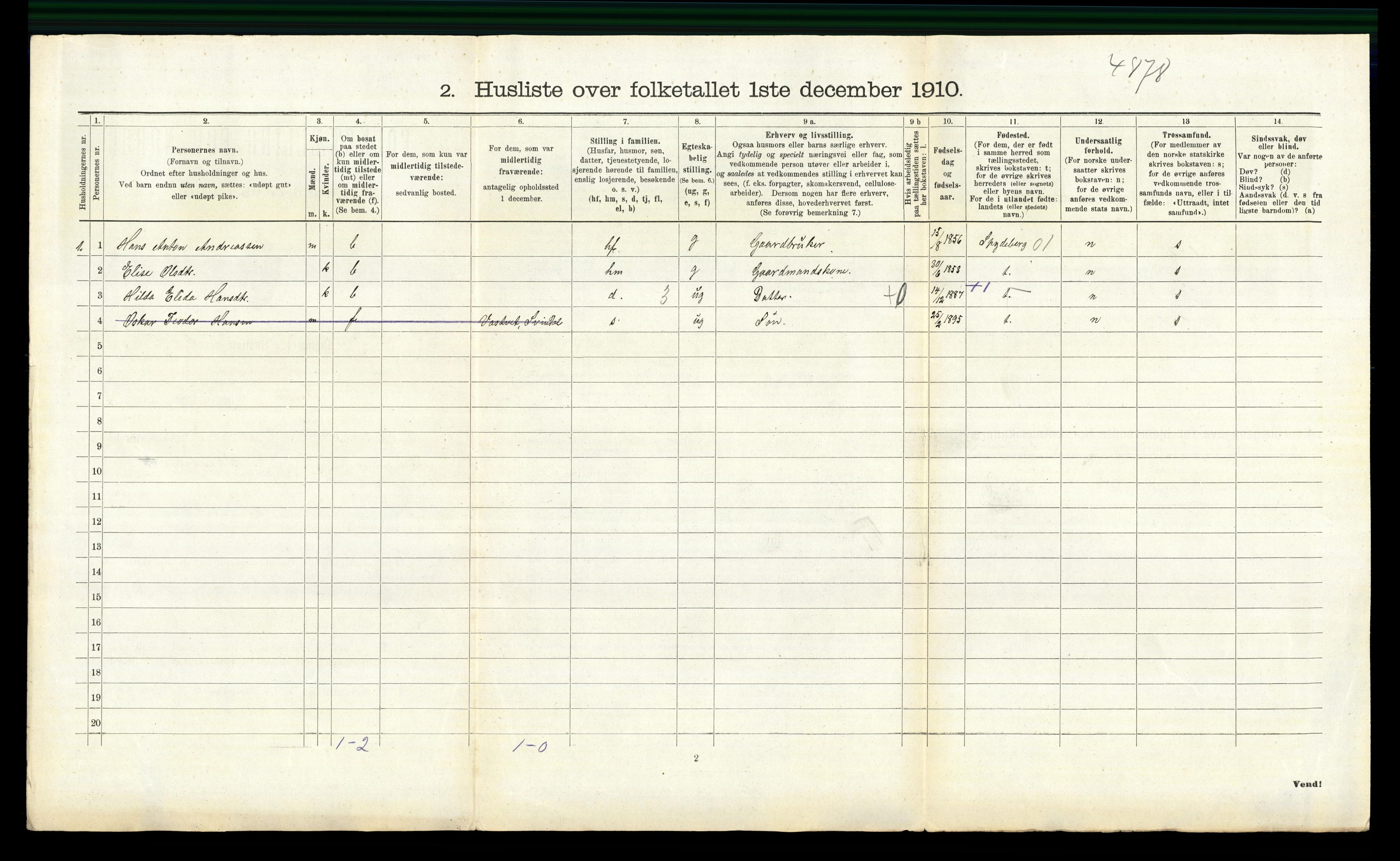 RA, 1910 census for Våler, 1910, p. 317