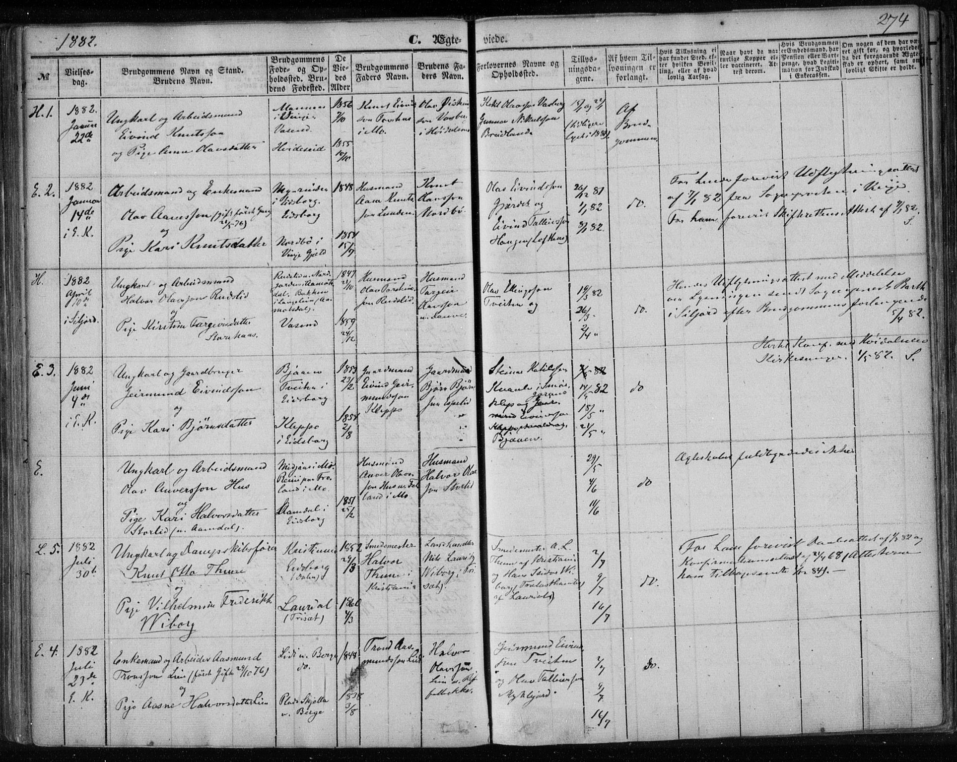 Lårdal kirkebøker, SAKO/A-284/F/Fa/L0006: Parish register (official) no. I 6, 1861-1886, p. 274