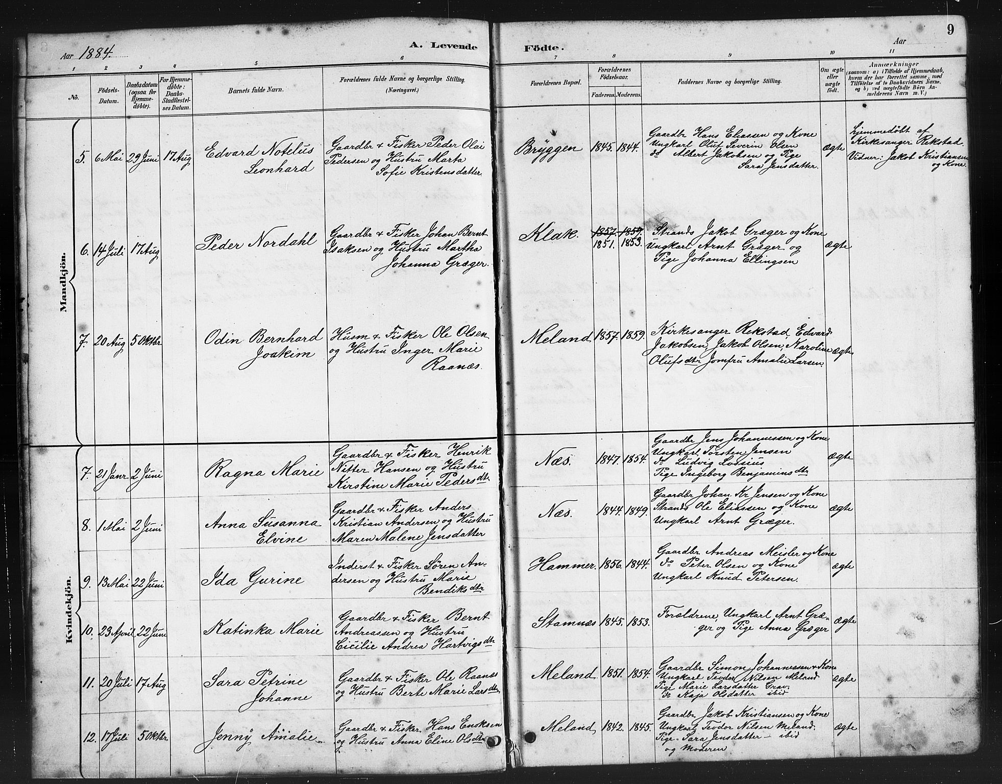 Ministerialprotokoller, klokkerbøker og fødselsregistre - Nordland, AV/SAT-A-1459/808/L0131: Parish register (copy) no. 808C02, 1879-1919, p. 9