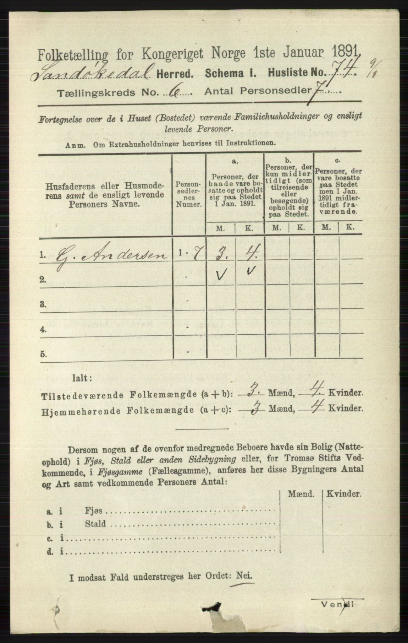 RA, 1891 census for 0816 Sannidal, 1891, p. 2549