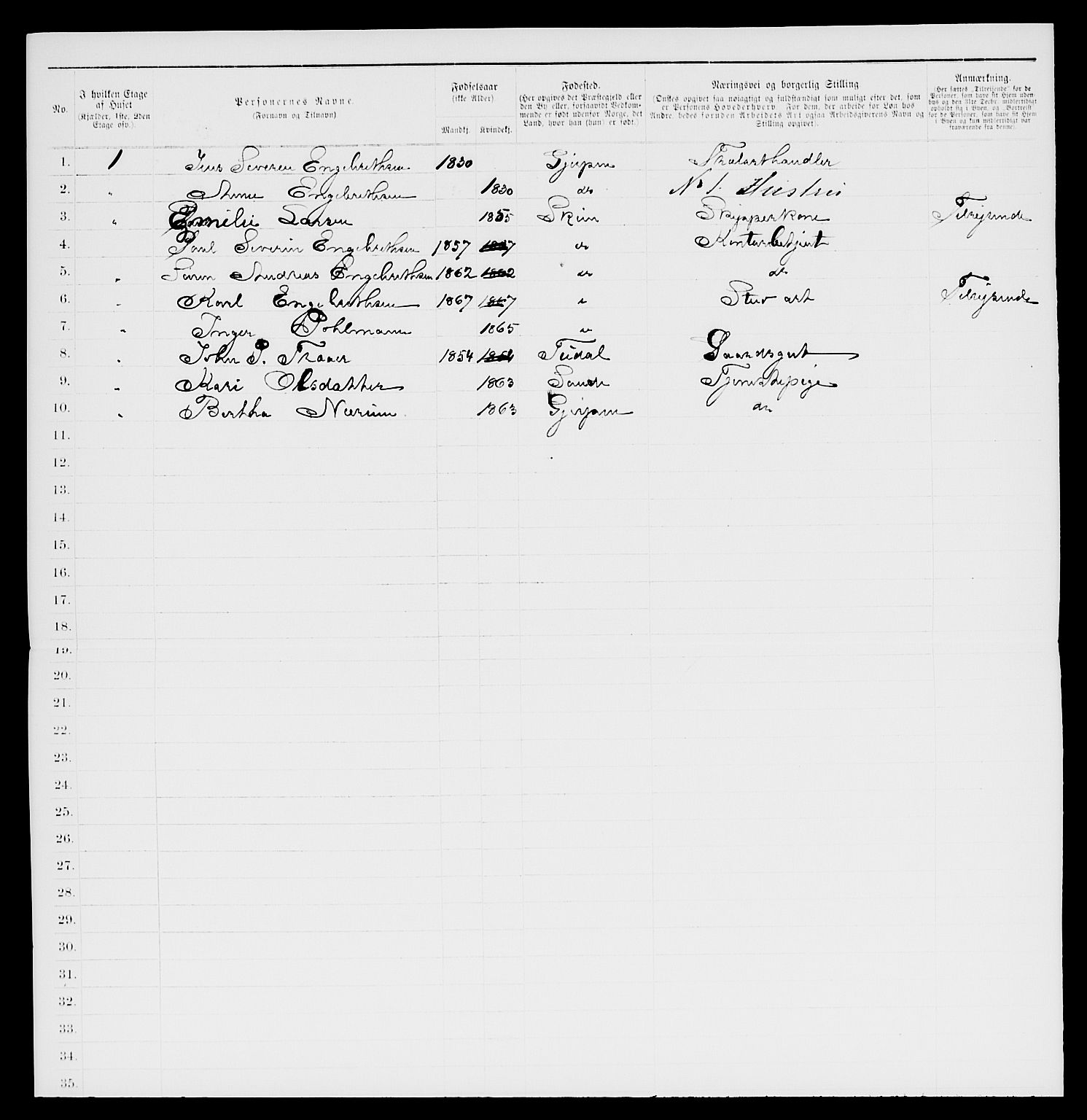 SAKO, 1885 census for 0806 Skien, 1885, p. 1252