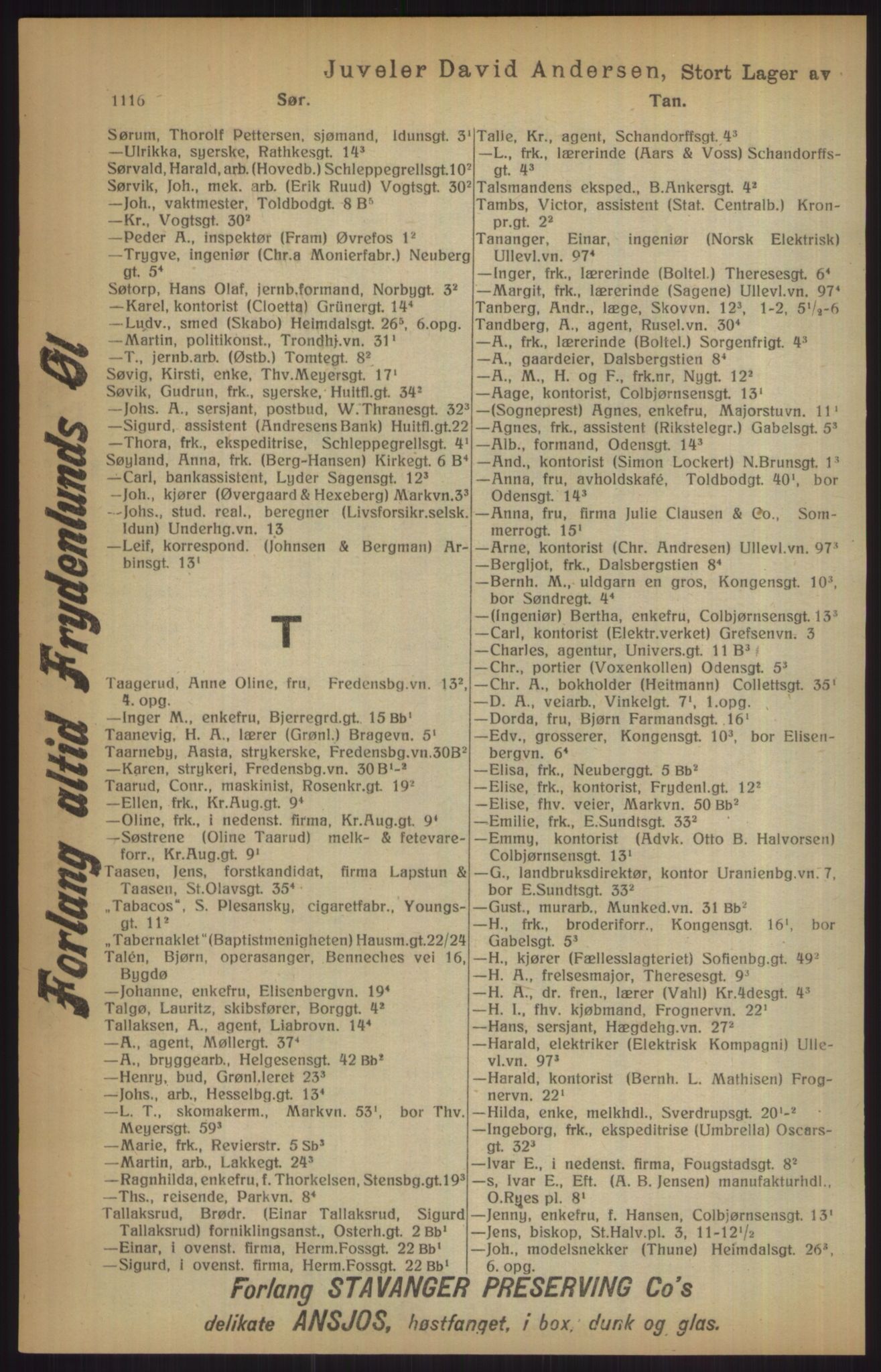 Kristiania/Oslo adressebok, PUBL/-, 1915, p. 1116