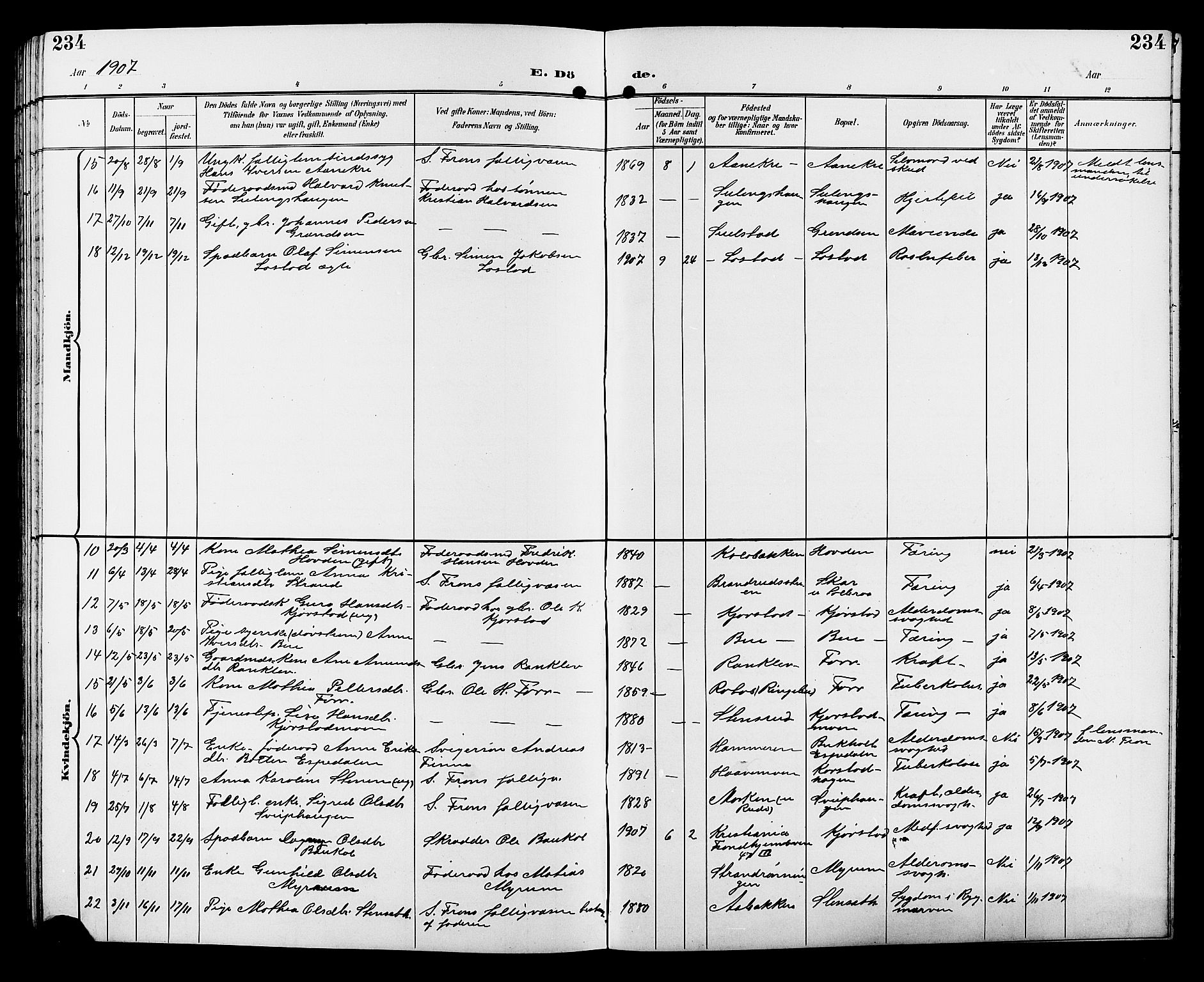 Sør-Fron prestekontor, AV/SAH-PREST-010/H/Ha/Hab/L0004: Parish register (copy) no. 4, 1896-1911, p. 234