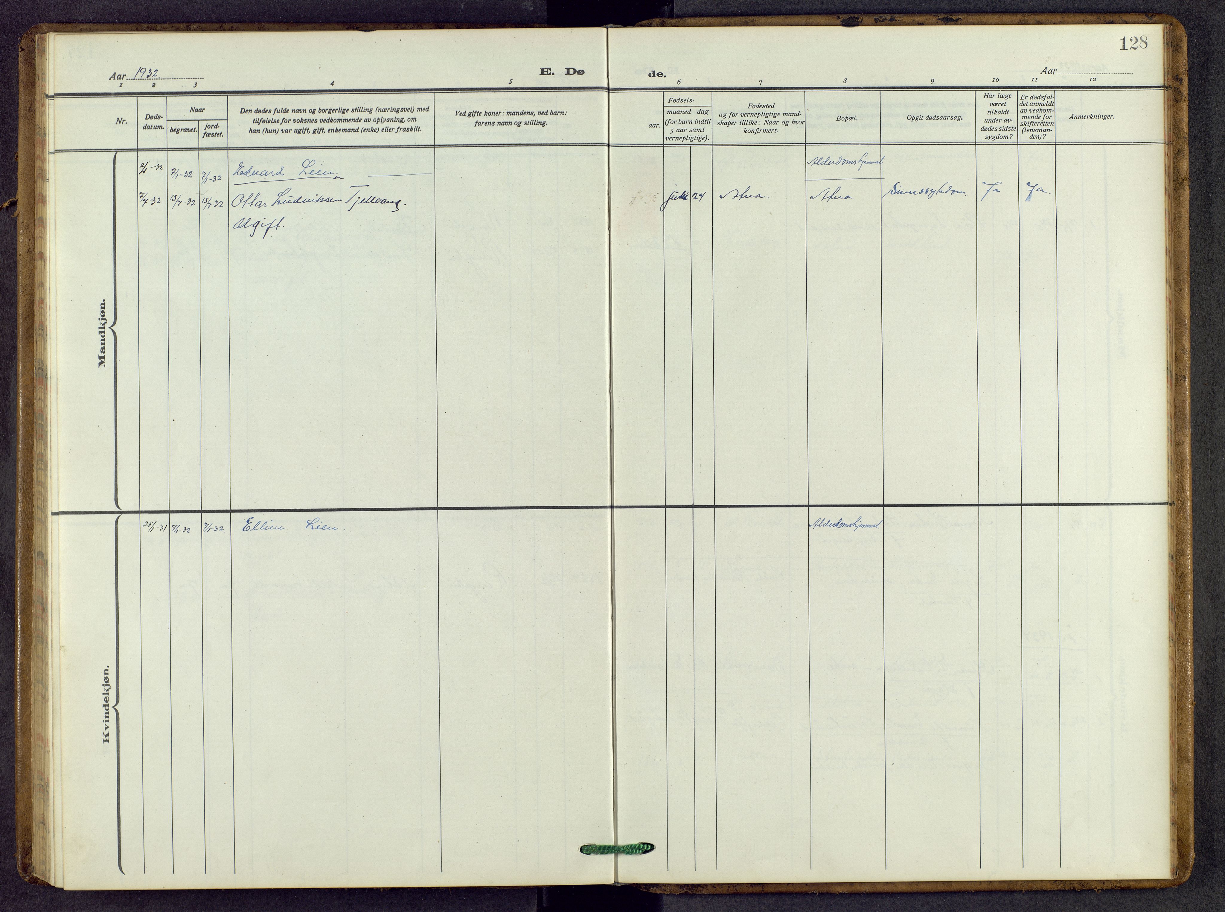 Stor-Elvdal prestekontor, AV/SAH-PREST-052/H/Ha/Hab/L0007: Parish register (copy) no. 7, 1921-1959, p. 128