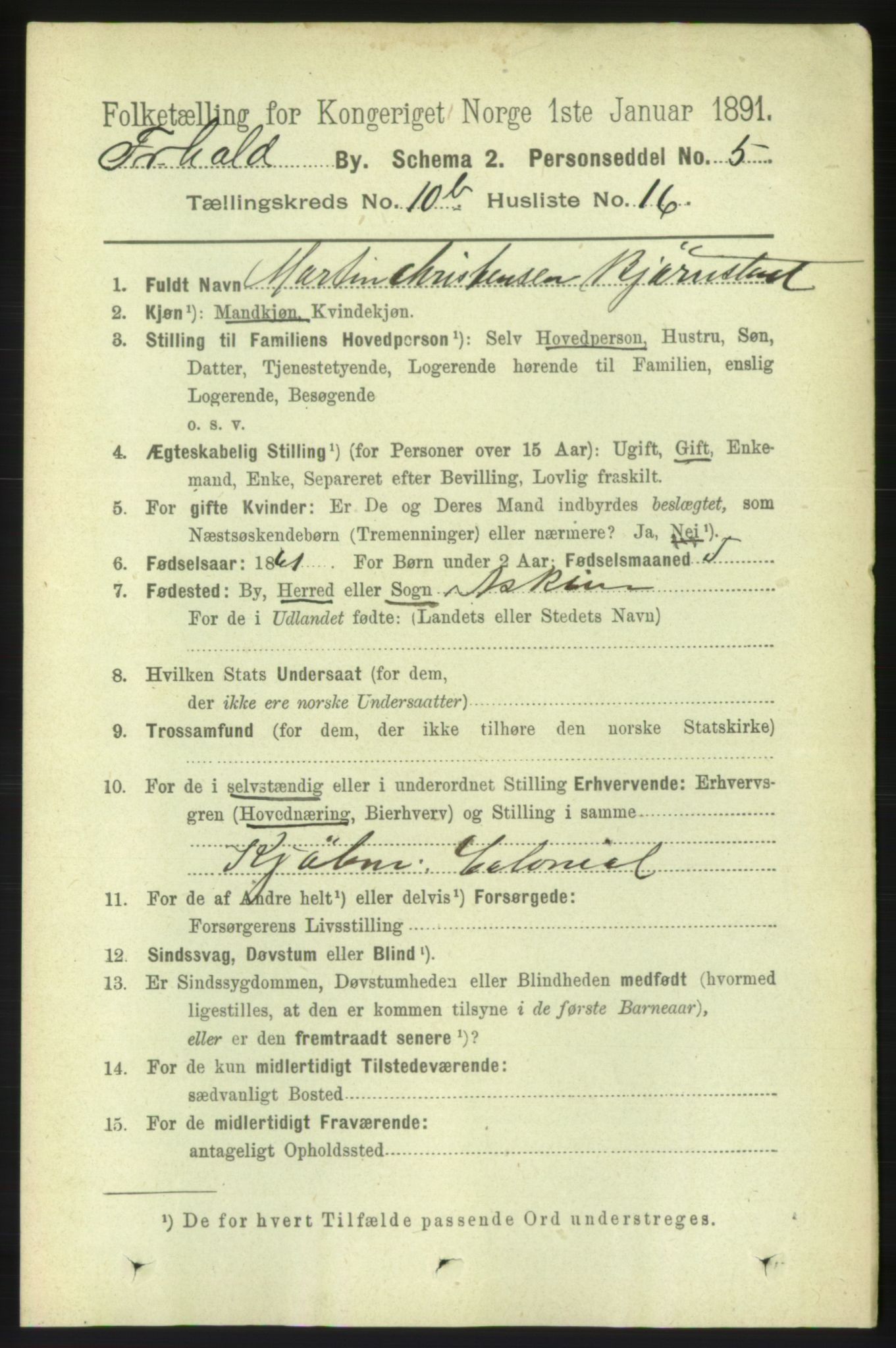 RA, 1891 census for 0101 Fredrikshald, 1891, p. 7533