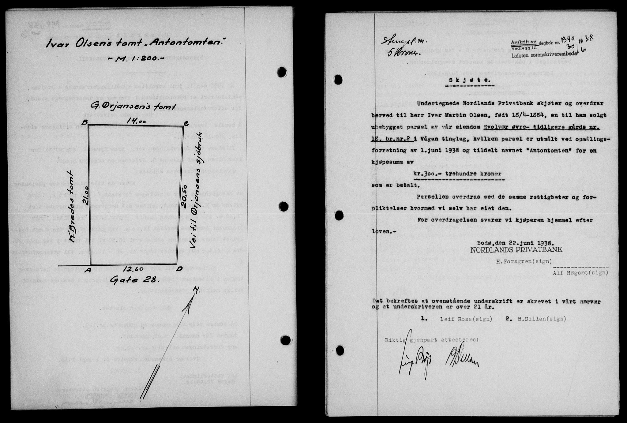 Lofoten sorenskriveri, SAT/A-0017/1/2/2C/L0004a: Mortgage book no. 4a, 1938-1938, Diary no: : 1340/1938