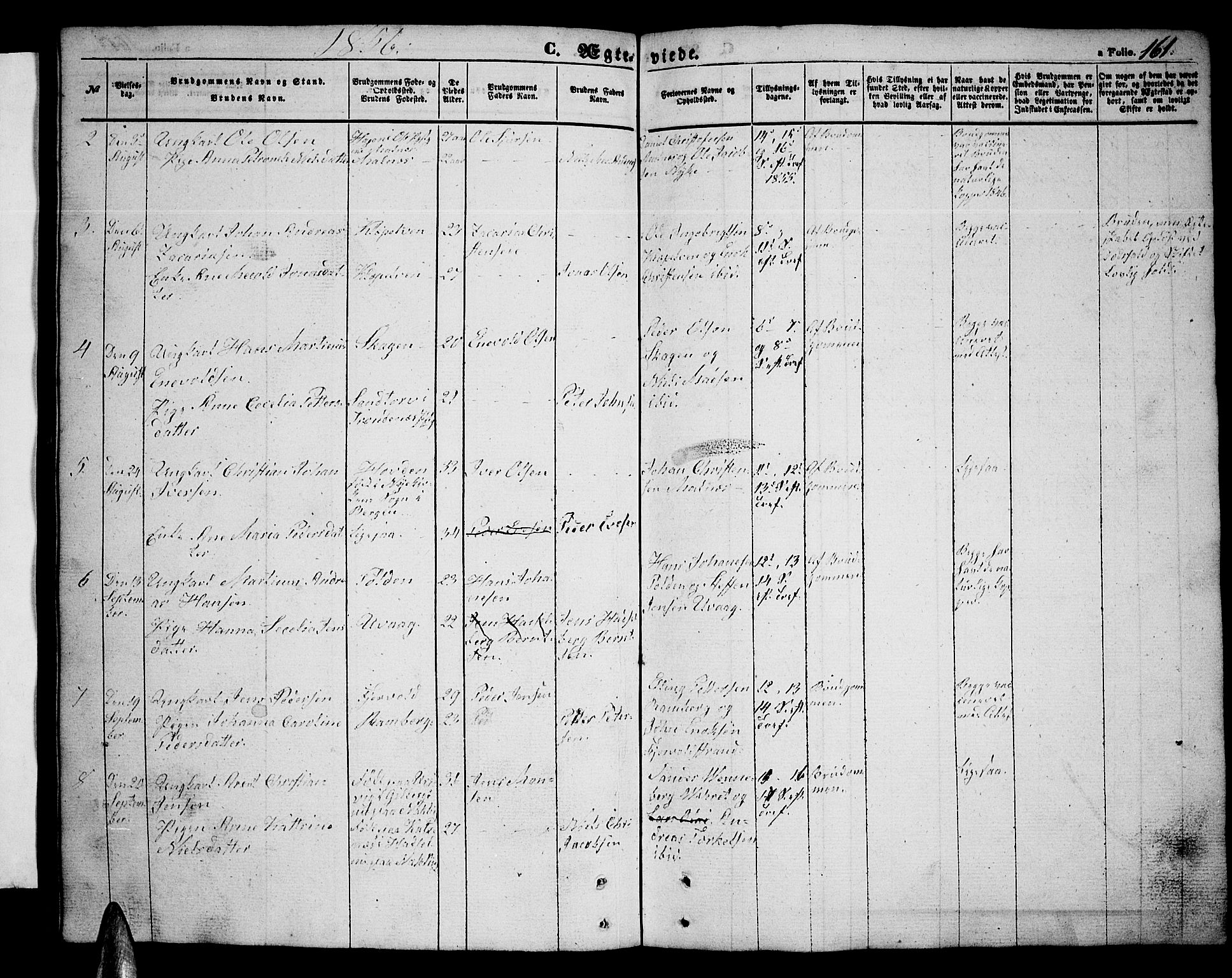 Ministerialprotokoller, klokkerbøker og fødselsregistre - Nordland, SAT/A-1459/891/L1313: Parish register (copy) no. 891C02, 1856-1870, p. 161
