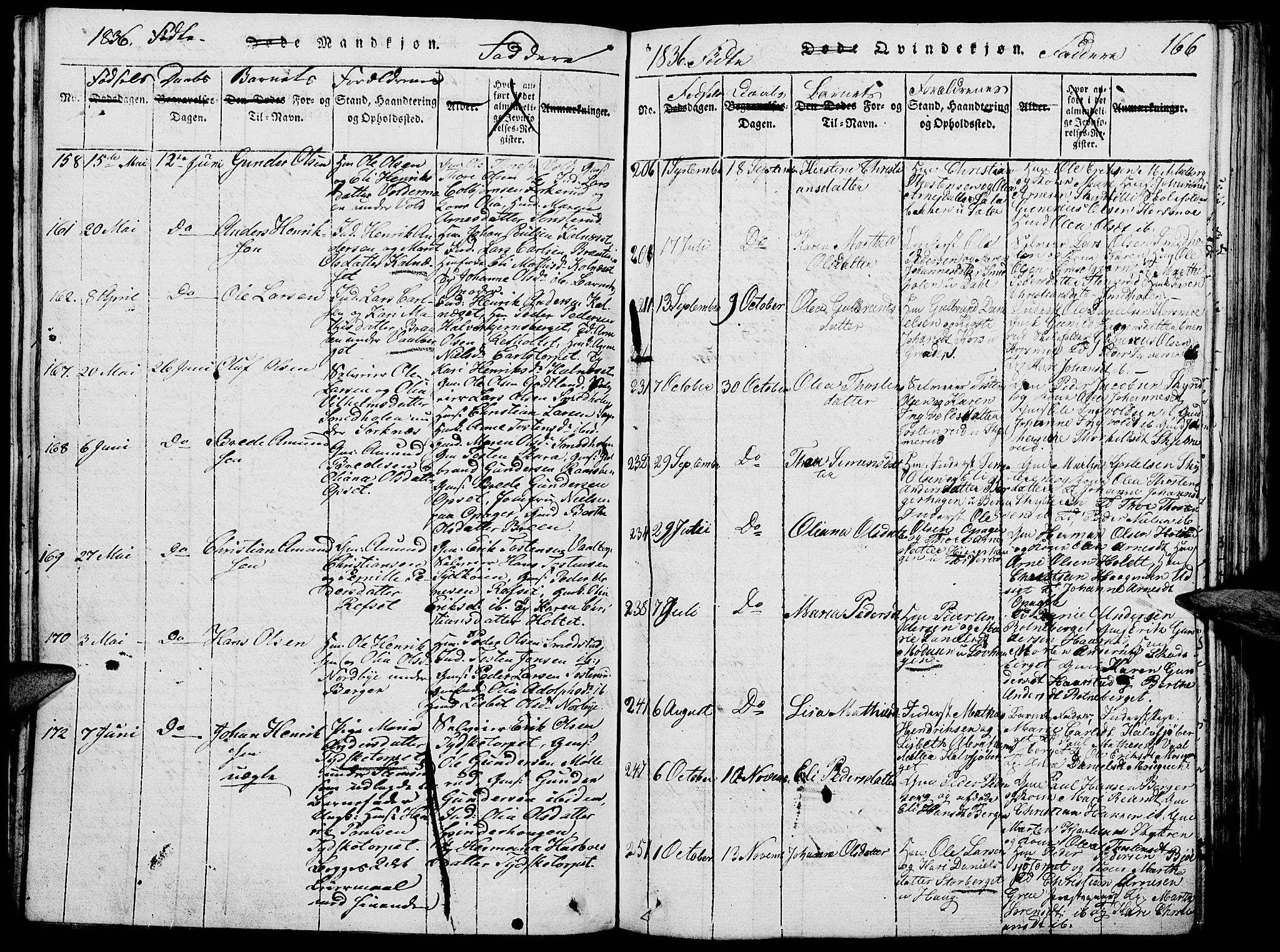 Grue prestekontor, SAH/PREST-036/H/Ha/Hab/L0002: Parish register (copy) no. 2, 1815-1841, p. 166