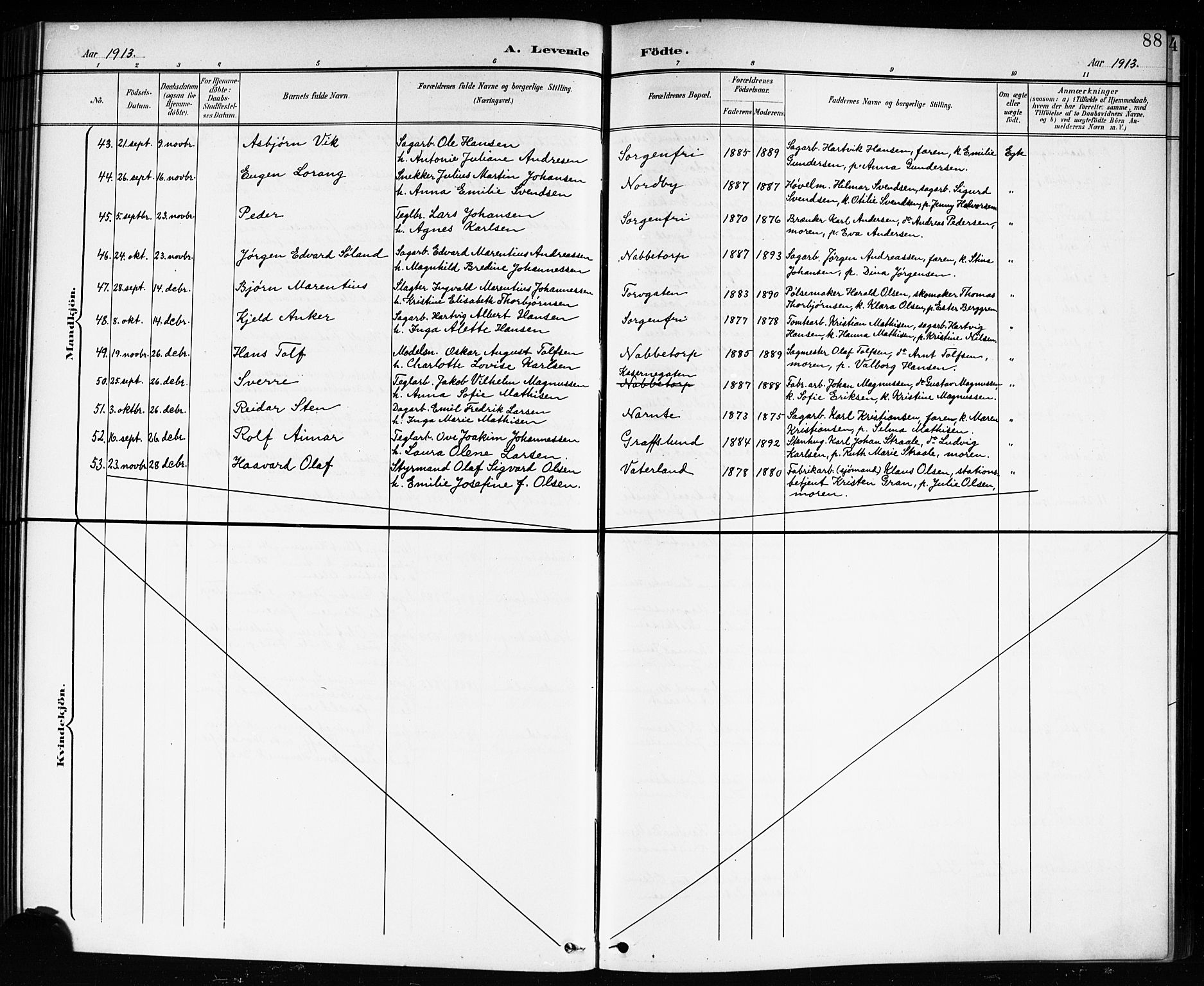 Østre Fredrikstad prestekontor Kirkebøker, AV/SAO-A-10907/G/Ga/L0002: Parish register (copy) no. 2, 1900-1919, p. 88