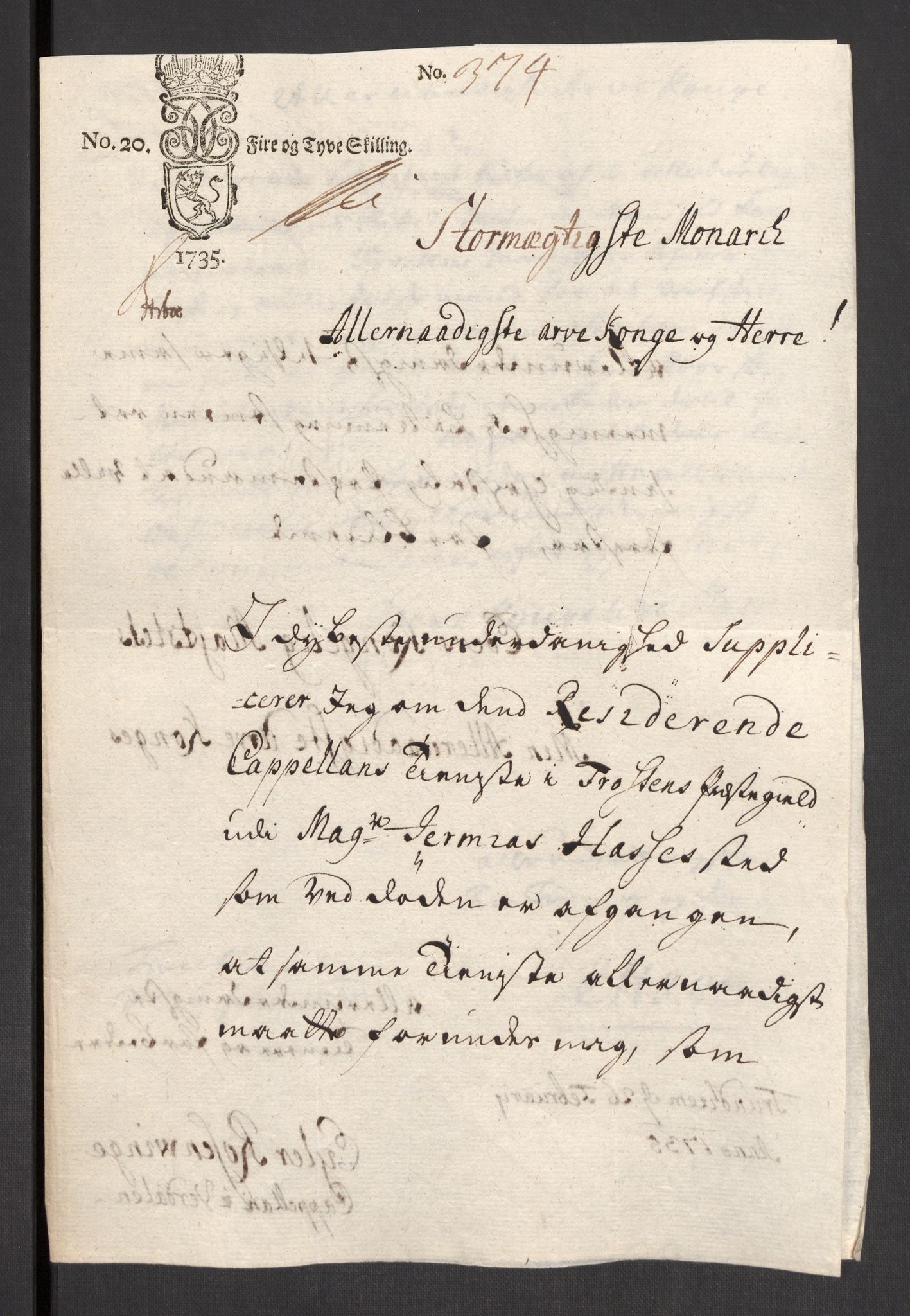 Danske Kanselli 1572-1799, AV/RA-EA-3023/F/Fc/Fcc/Fcca/L0118: Norske innlegg 1572-1799, 1735, p. 57