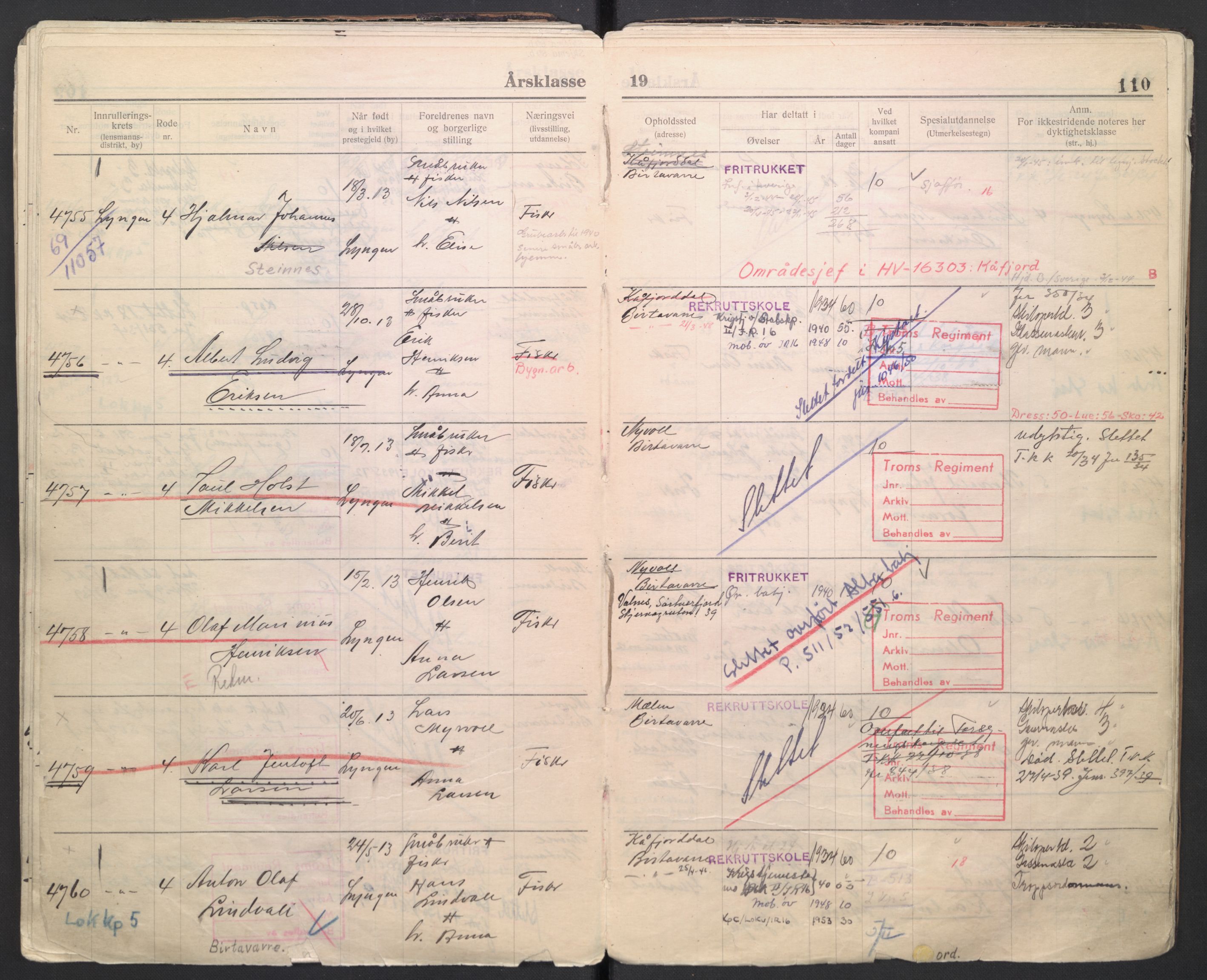 Forsvaret, Troms infanteriregiment nr. 16, AV/RA-RAFA-3146/P/Pa/L0006/0007: Ruller / Rulle for regimentets menige mannskaper, årsklasse 1934, 1934, p. 110