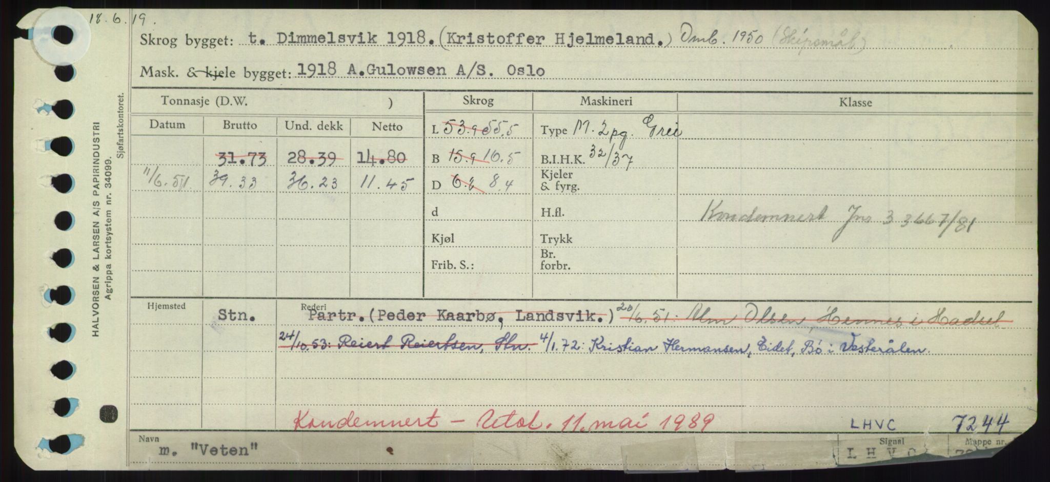 Sjøfartsdirektoratet med forløpere, Skipsmålingen, RA/S-1627/H/Hd/L0040: Fartøy, U-Ve, p. 799