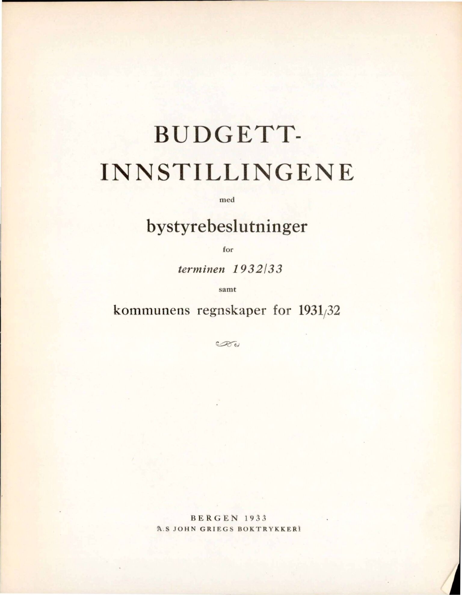 Bergen kommune. Formannskapet, BBA/A-0003/Ad/L0125: Bergens Kommuneforhandlinger, bind II, 1932