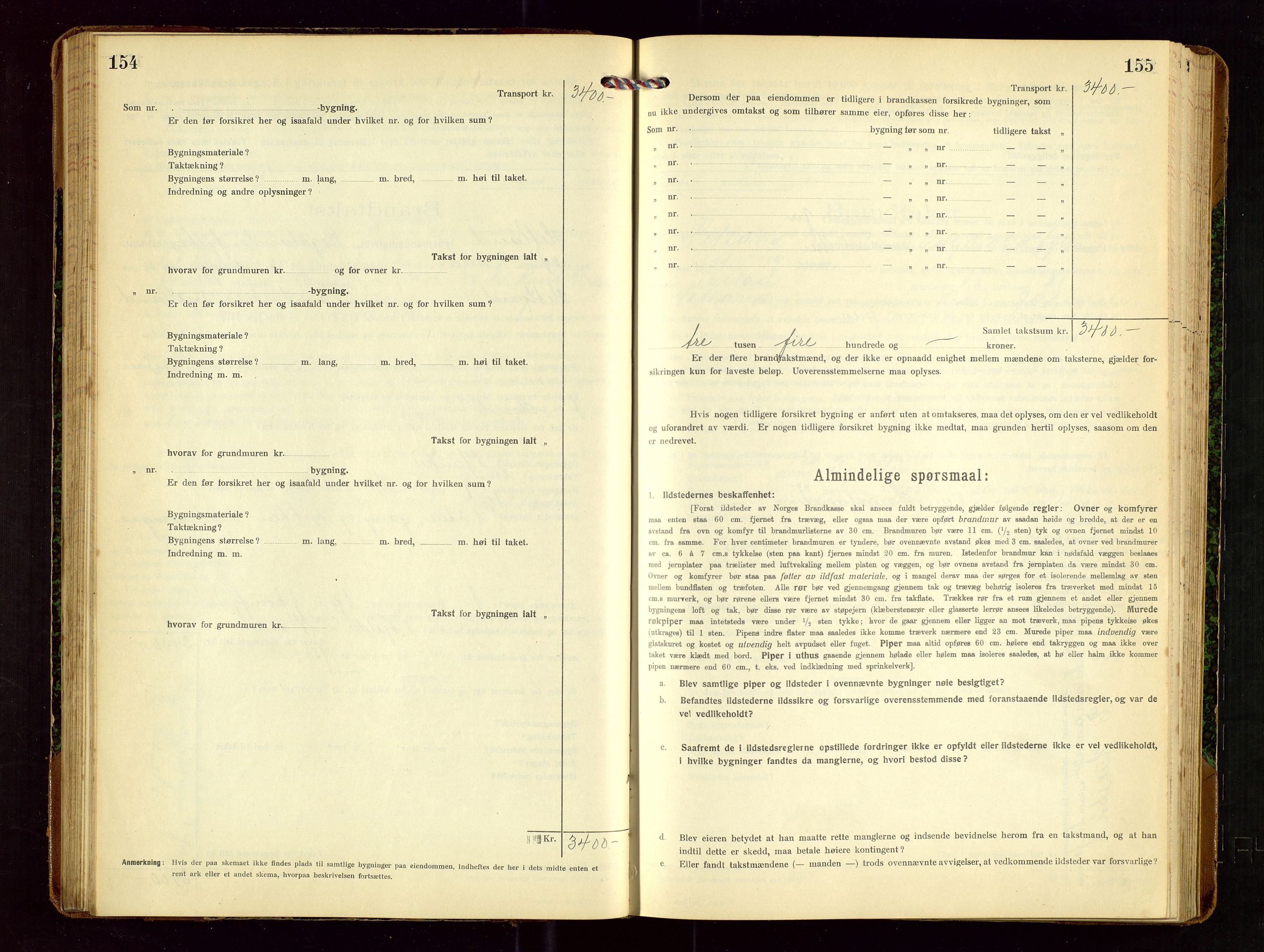 Hetland lensmannskontor, SAST/A-100101/Gob/L0002: "Brandtakstprotokol", 1918-1932, p. 154-155