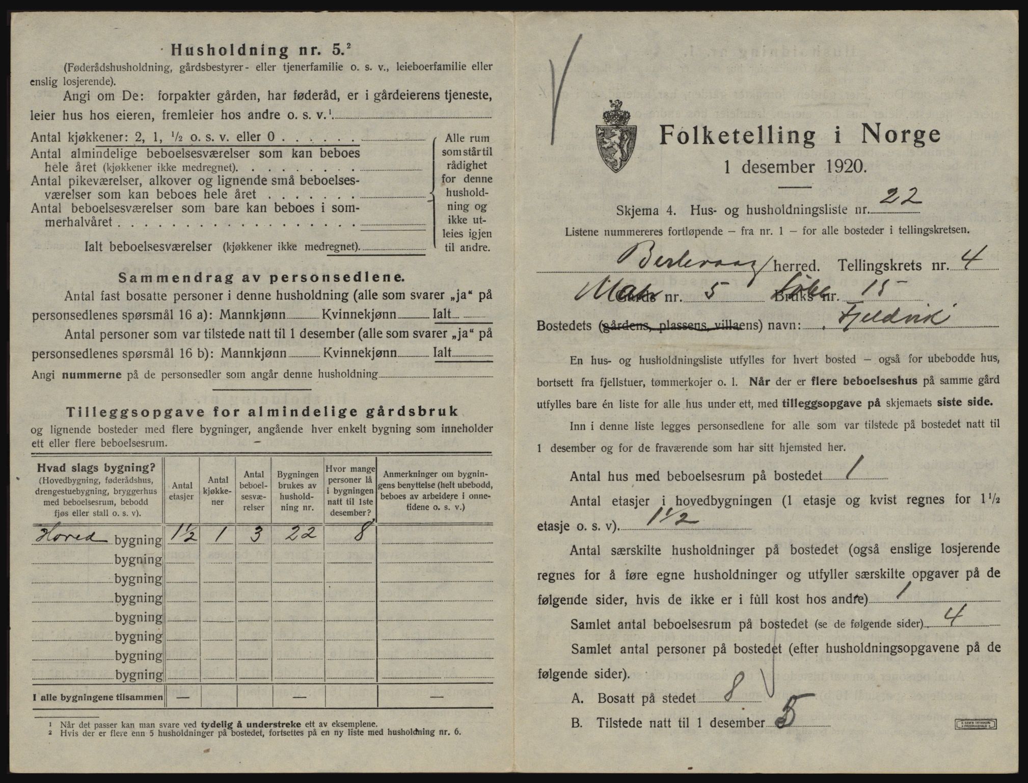 SATØ, 1920 census for Berlevåg, 1920, p. 409