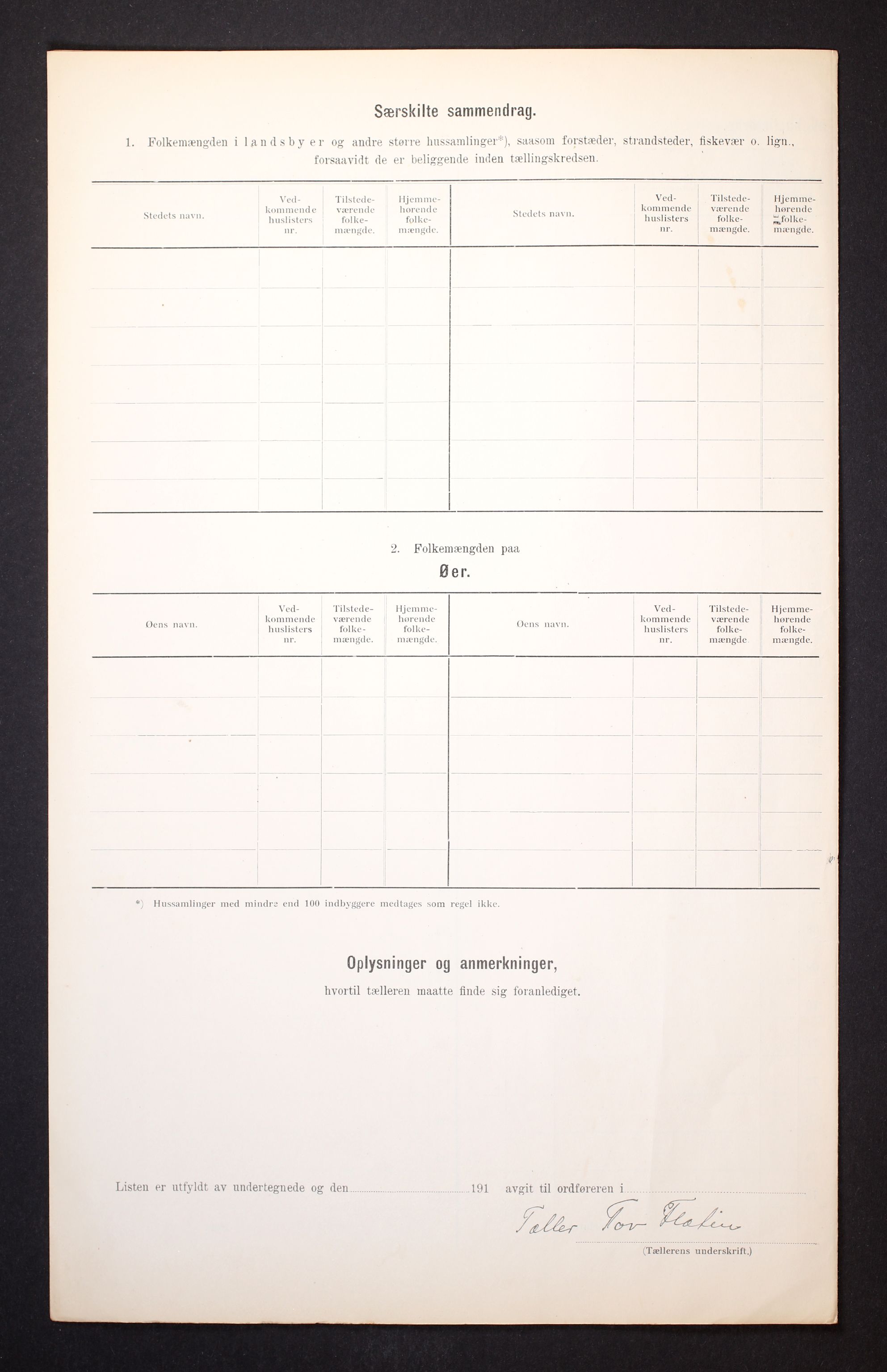 RA, 1910 census for Flesberg, 1910, p. 30