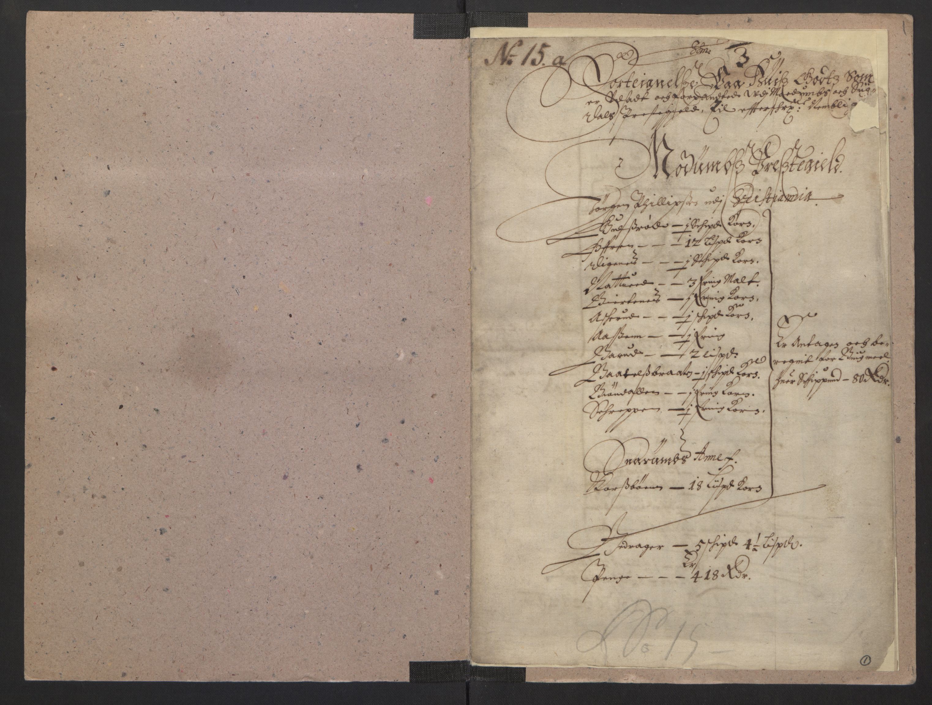 Rentekammeret inntil 1814, Realistisk ordnet avdeling, RA/EA-4070/L/L0016/0005: Tønsberg lagdømme. Eiker, Modum, Sigdal og Sandsvær: / Fortegnelse over pantsatt krongods i Modum og Sigdal, 1661, p. 1a