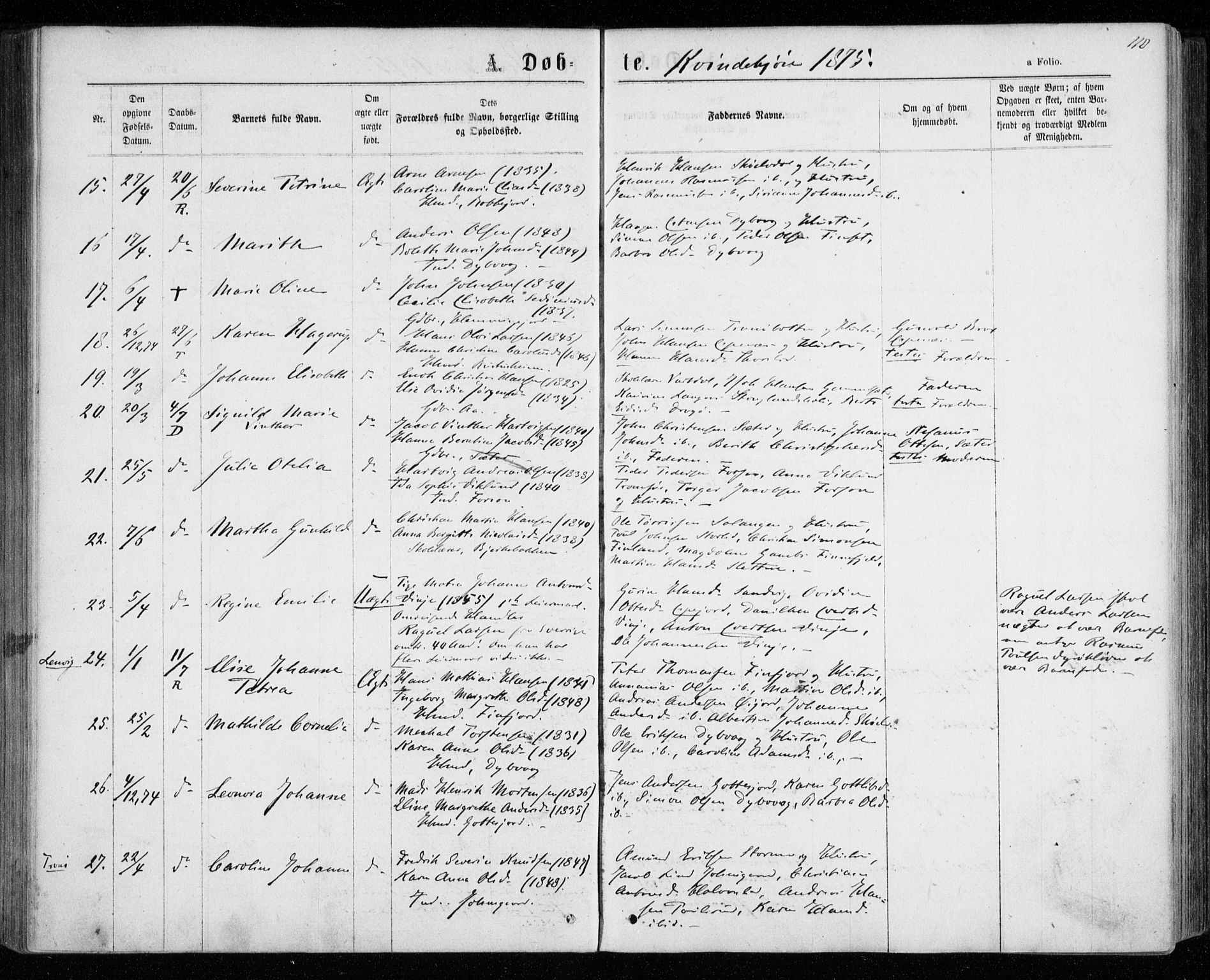 Tranøy sokneprestkontor, AV/SATØ-S-1313/I/Ia/Iaa/L0008kirke: Parish register (official) no. 8, 1867-1877, p. 110