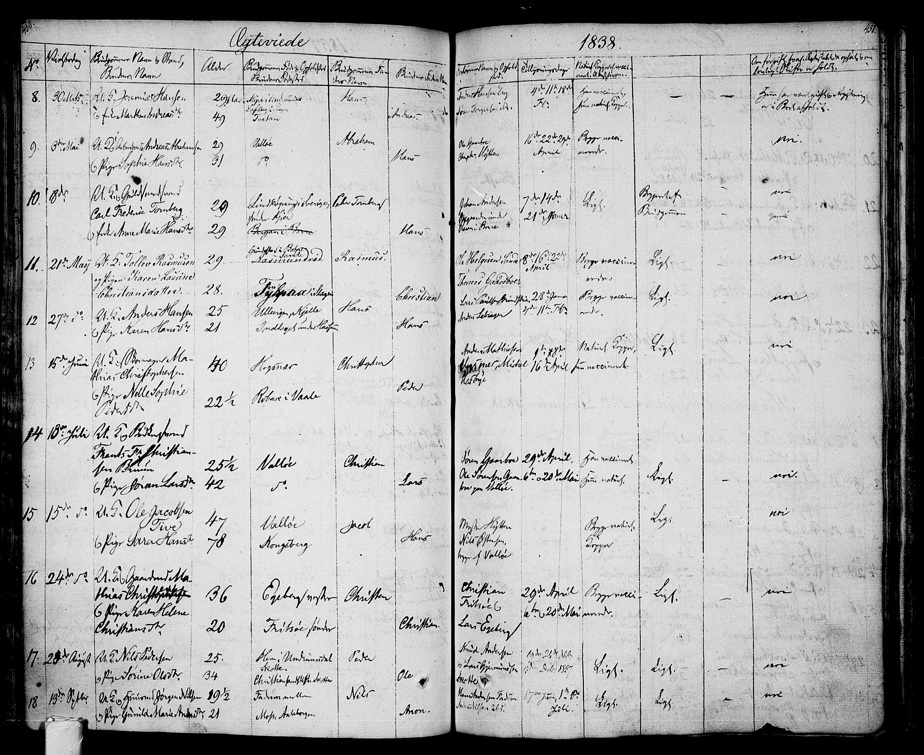 Sem kirkebøker, AV/SAKO-A-5/F/Fa/L0005: Parish register (official) no. I 5, 1825-1842, p. 450-451