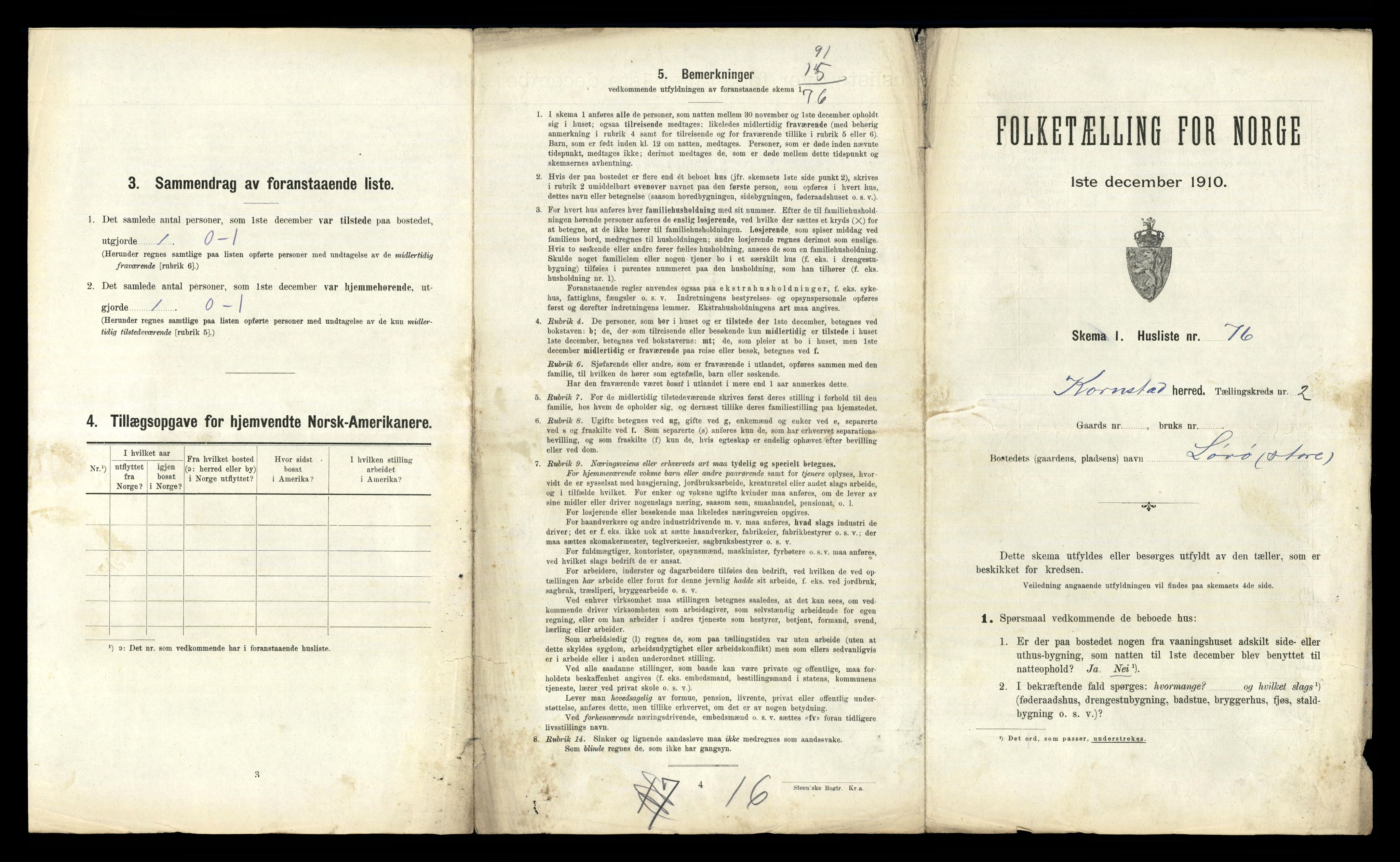 RA, 1910 census for Kornstad, 1910, p. 229