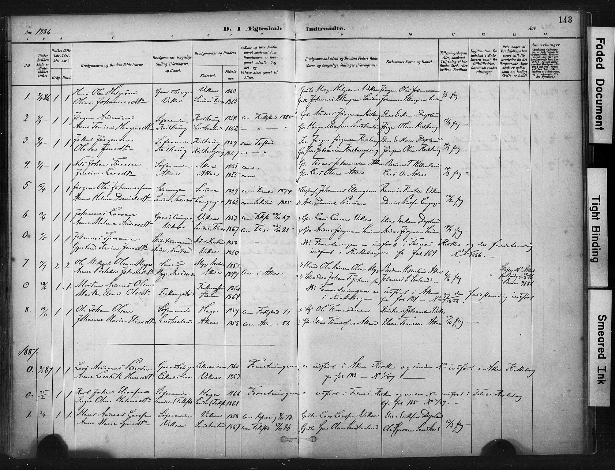 Skudenes sokneprestkontor, AV/SAST-A -101849/H/Ha/Haa/L0010: Parish register (official) no. A 7, 1882-1912, p. 143