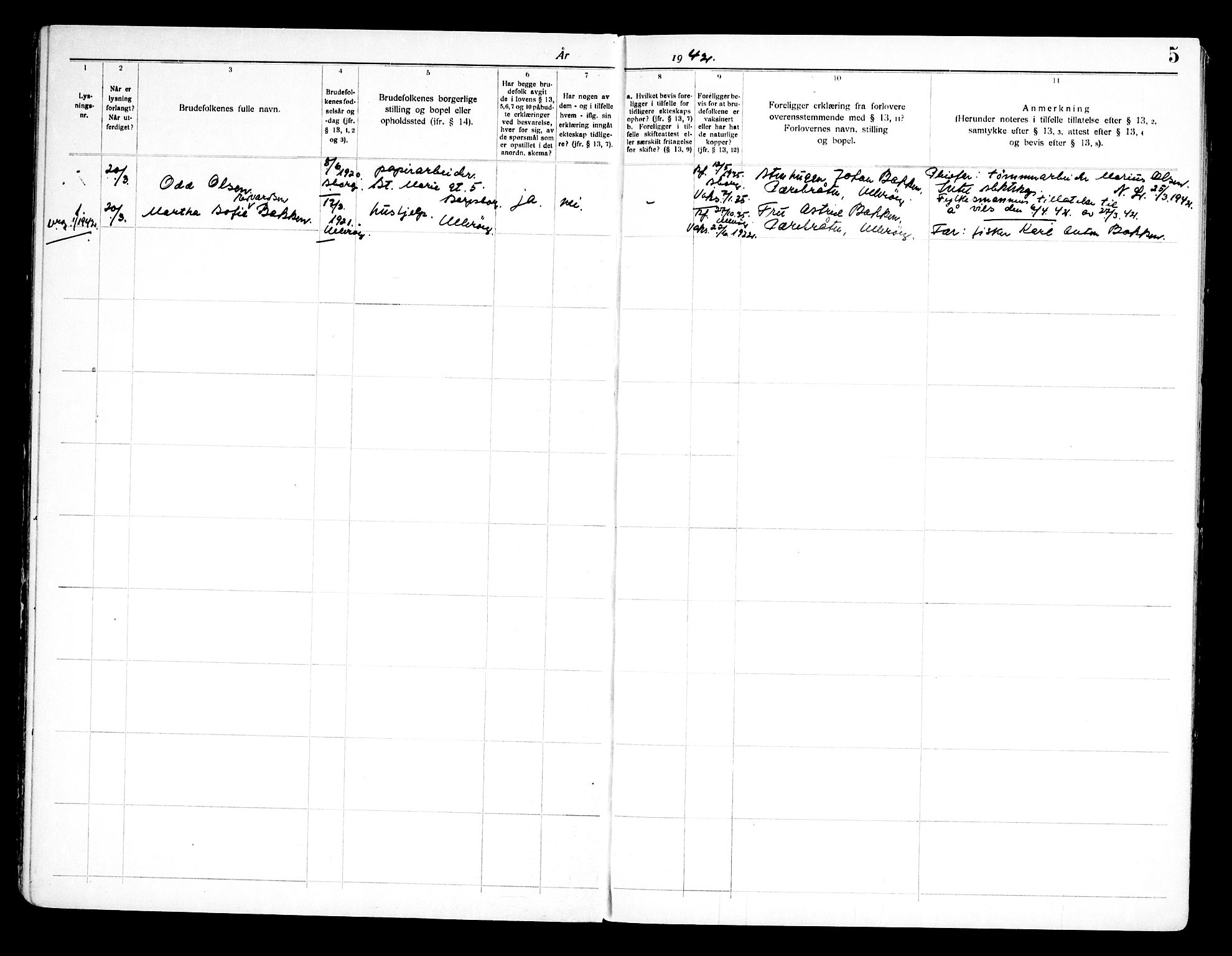 Skjeberg prestekontor Kirkebøker, AV/SAO-A-10923/H/Ha/L0004: Banns register no. I 4, 1938-1970, p. 5