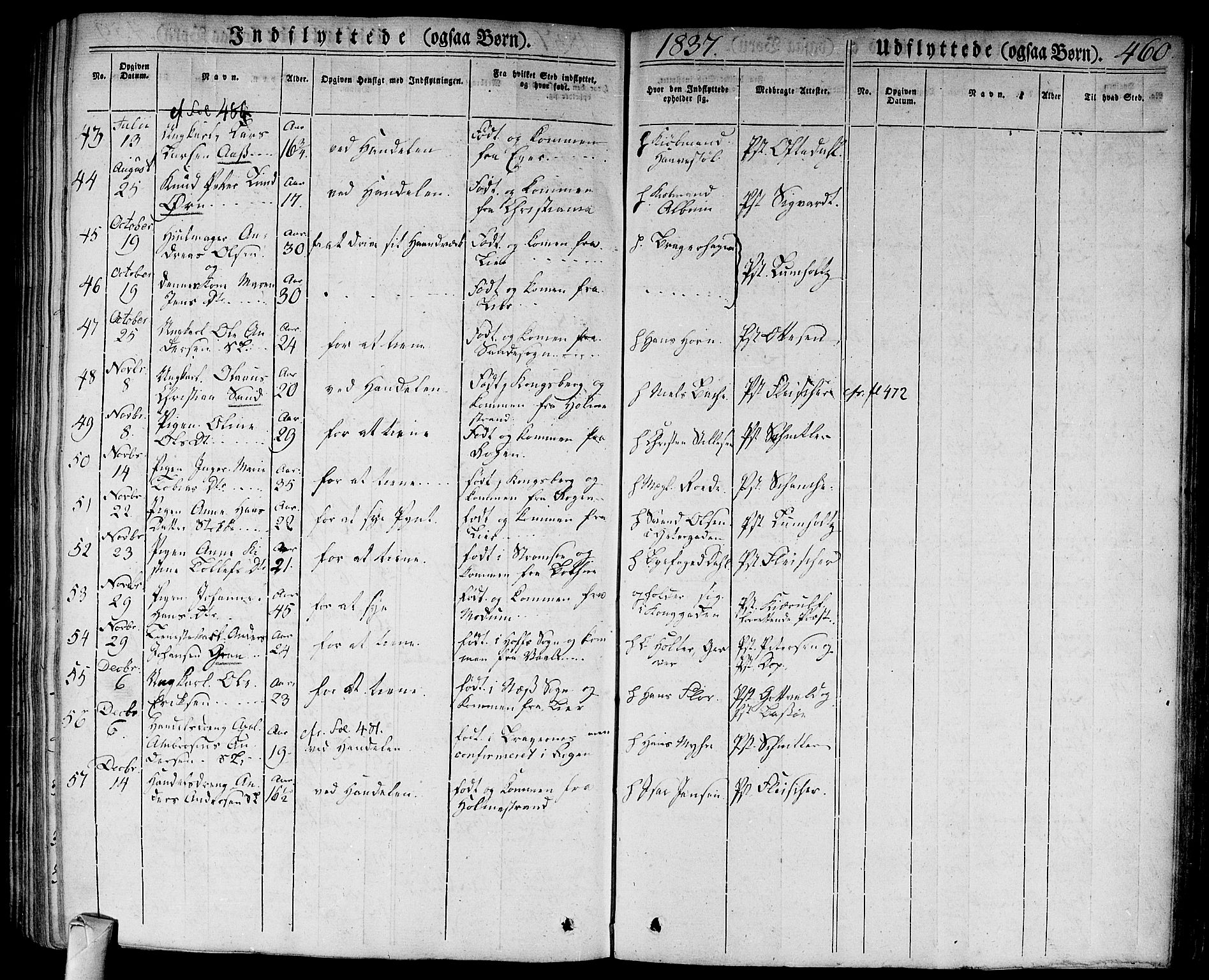 Bragernes kirkebøker, AV/SAKO-A-6/F/Fb/L0001: Parish register (official) no. II 1, 1830-1847, p. 460