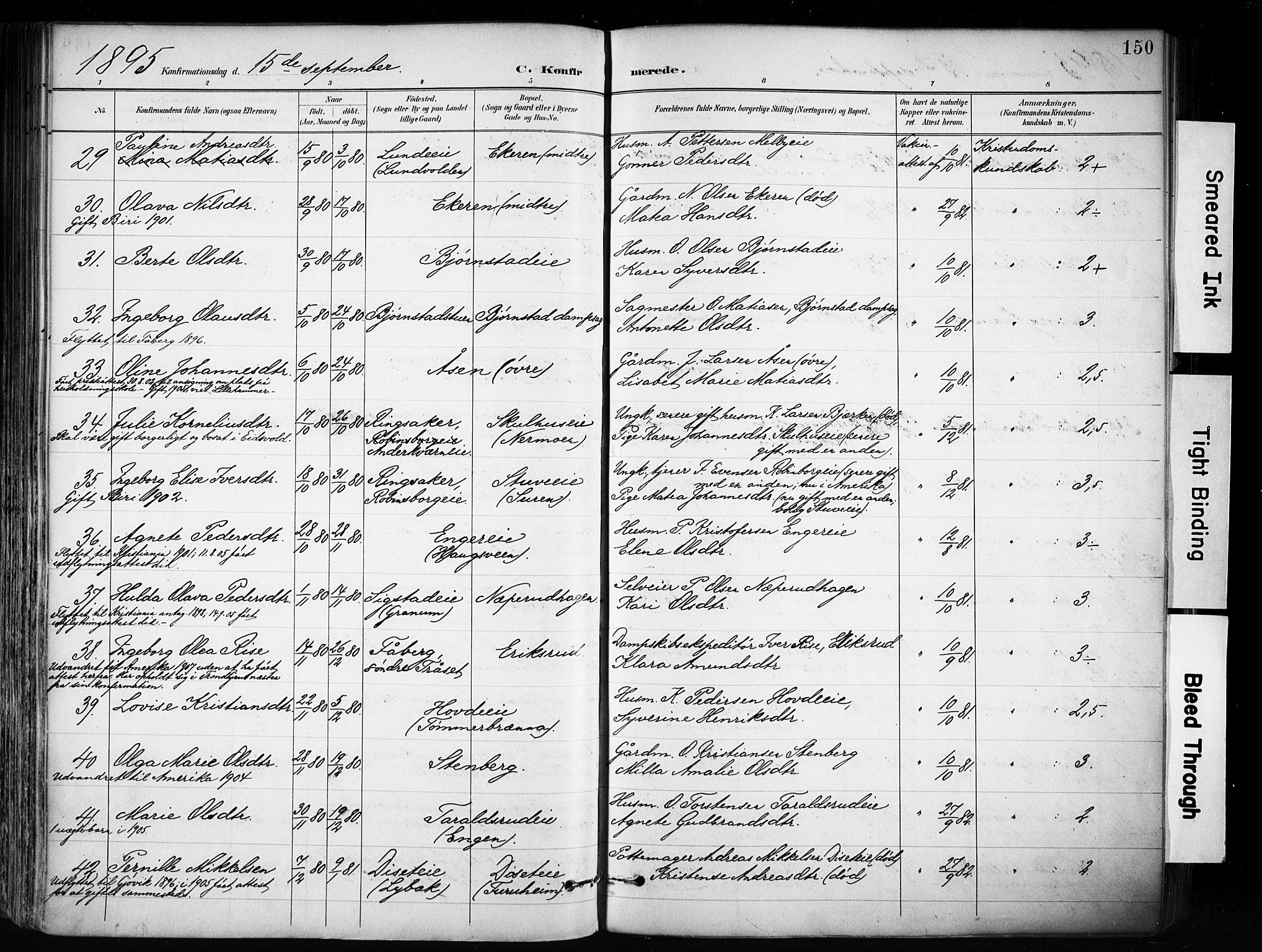 Biri prestekontor, AV/SAH-PREST-096/H/Ha/Haa/L0009: Parish register (official) no. 9, 1887-1900, p. 150