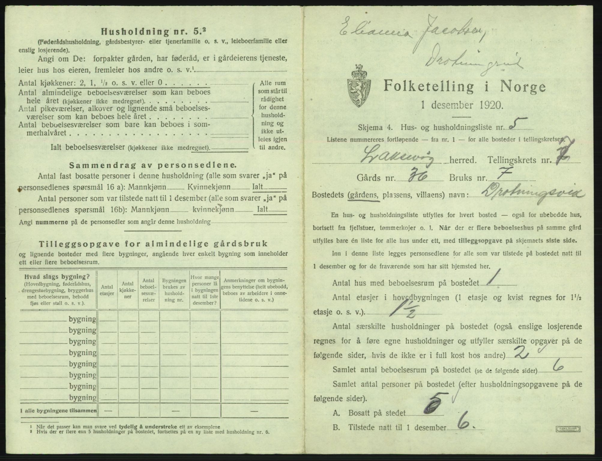 SAB, 1920 census for Laksevåg, 1920, p. 1574